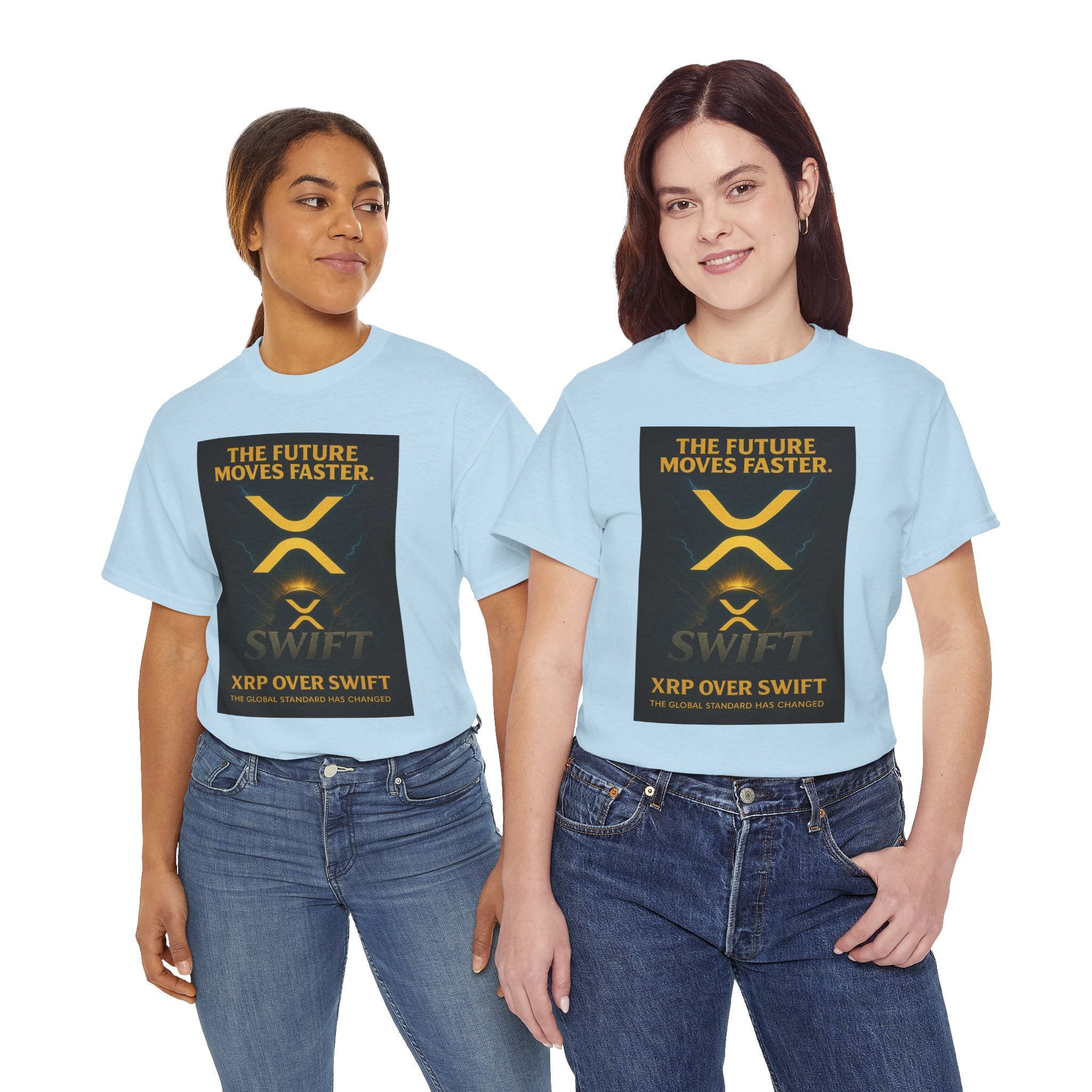 XRP Swift Crypto T-Shirt — “The Future Moves Faster” XRP Over Swift Tee
