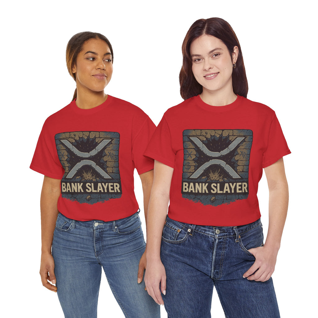 Bank Slayer T‑Shirt — Retro Grunge Crypto XRP Design