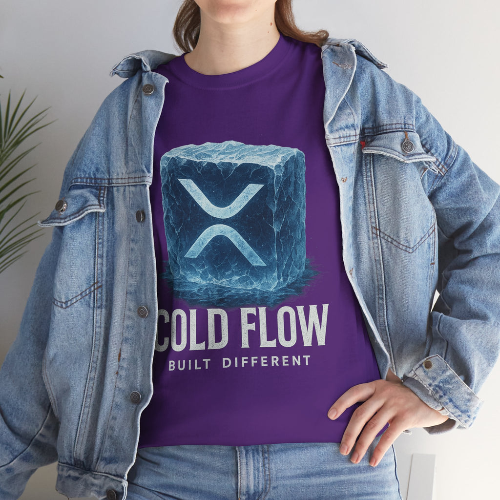 Cold Flow Ripple Logo T‑Shirt — 'Cold Flow: Built Different' Ice Cube Design