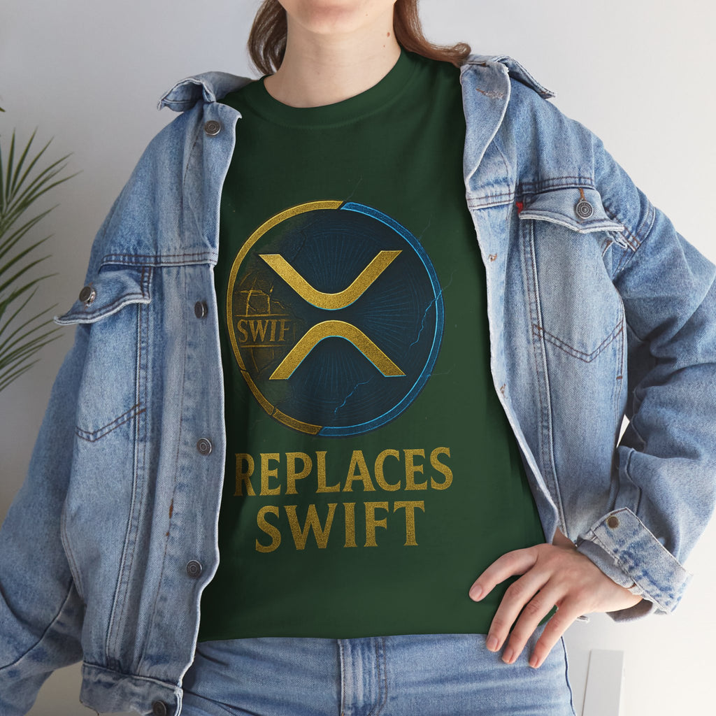 XRP 'Replaces Swift' Cotton Tee — Crypto Ripple Logo T-Shirt