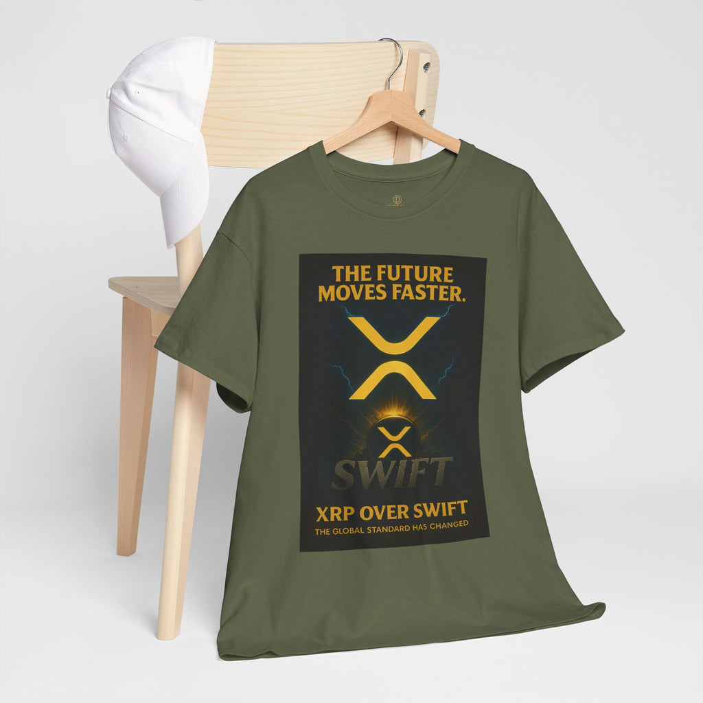 XRP Swift Crypto T-Shirt — “The Future Moves Faster” XRP Over Swift Tee