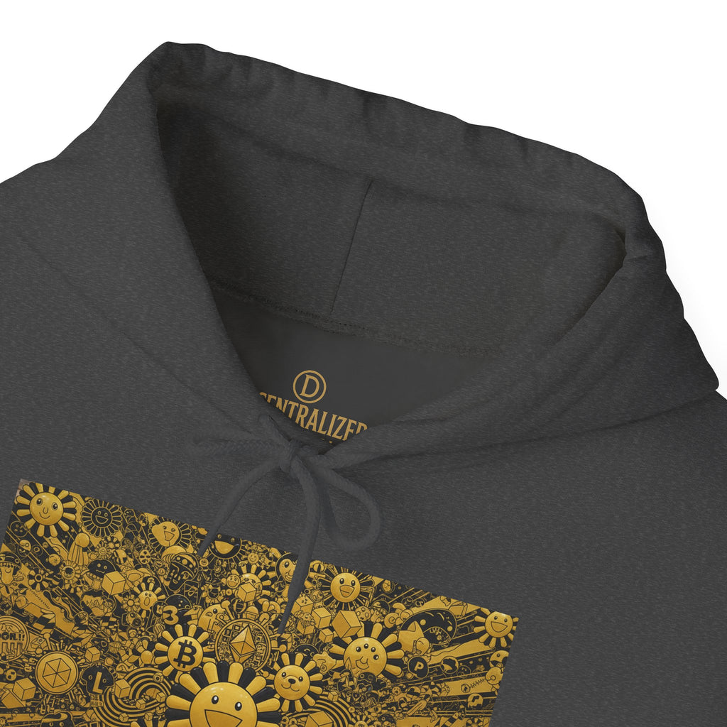Solar Mandala Hoodie — Golden Sunburst Graphic Pullover