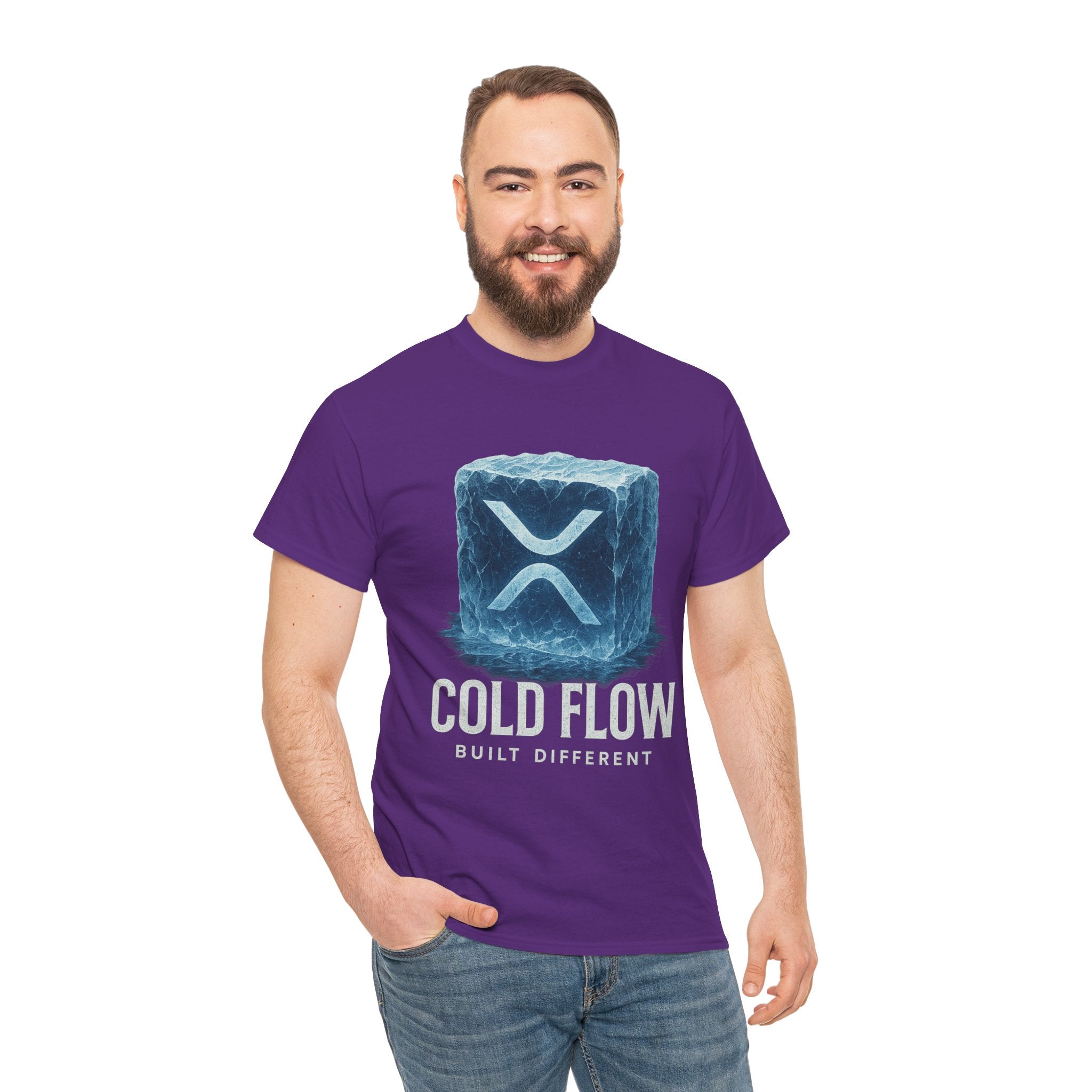 Cold Flow Ripple Logo T‑Shirt — 'Cold Flow: Built Different' Ice Cube Design