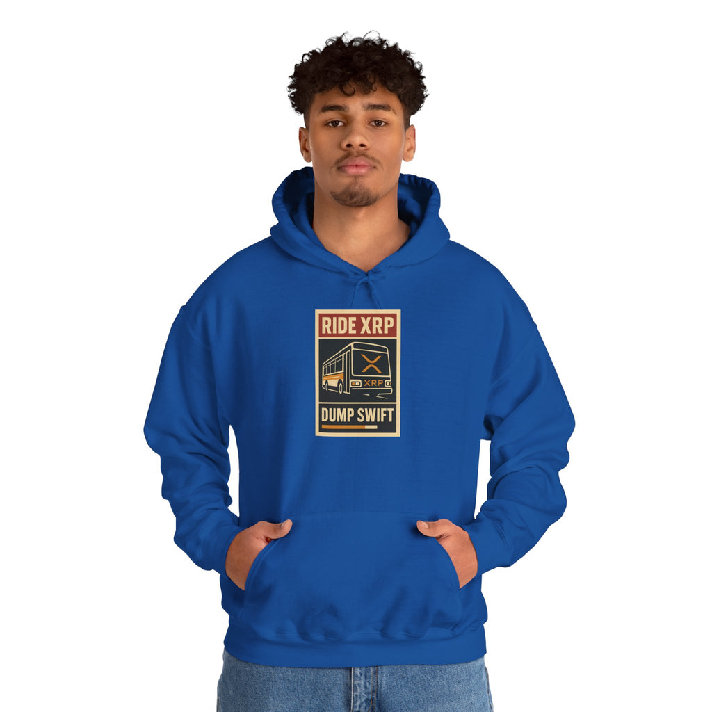 XRP Crypto Hoodie — "Ride XRP, Dump Swift" Retro Badge