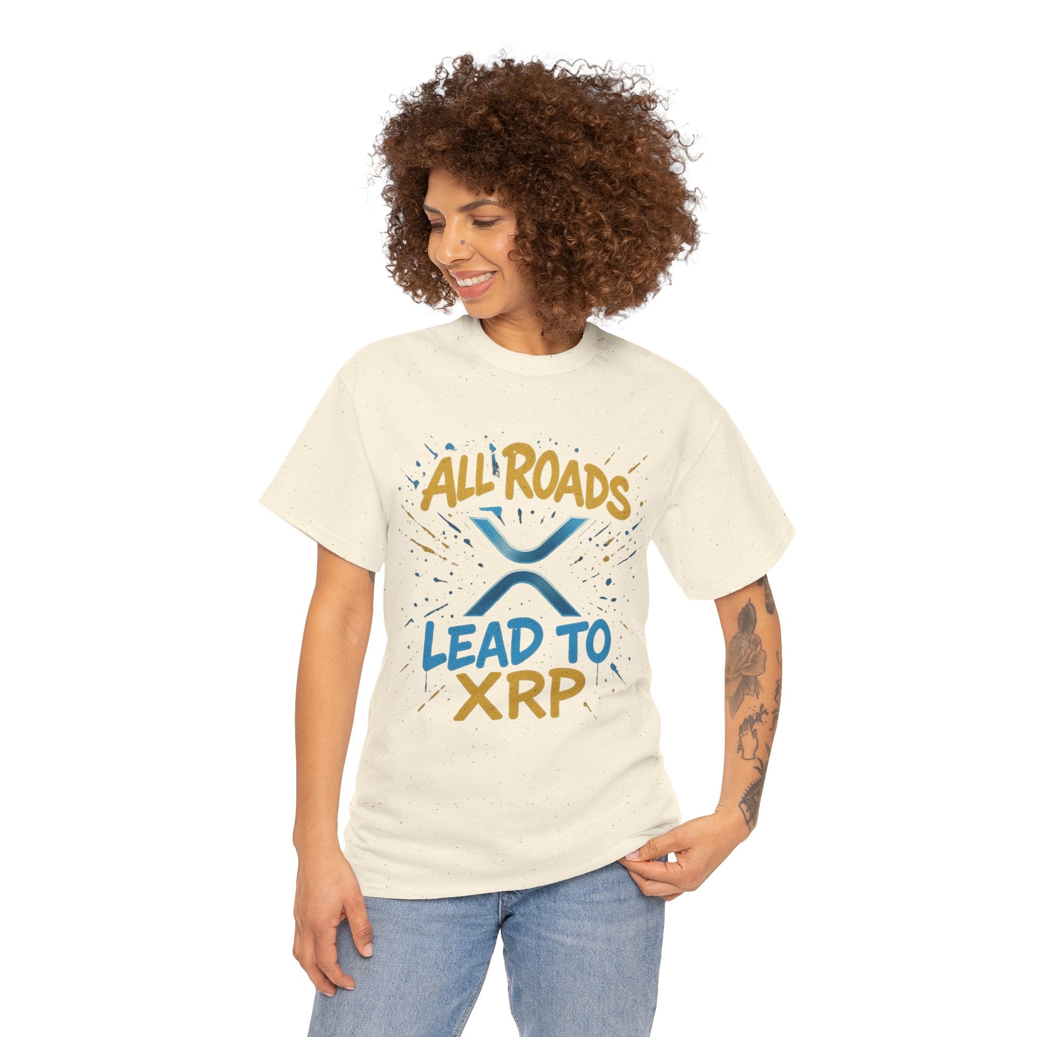 XRP Crypto Tee — "All Roads Lead to XRP" Casual Cryptocurrency Shirt