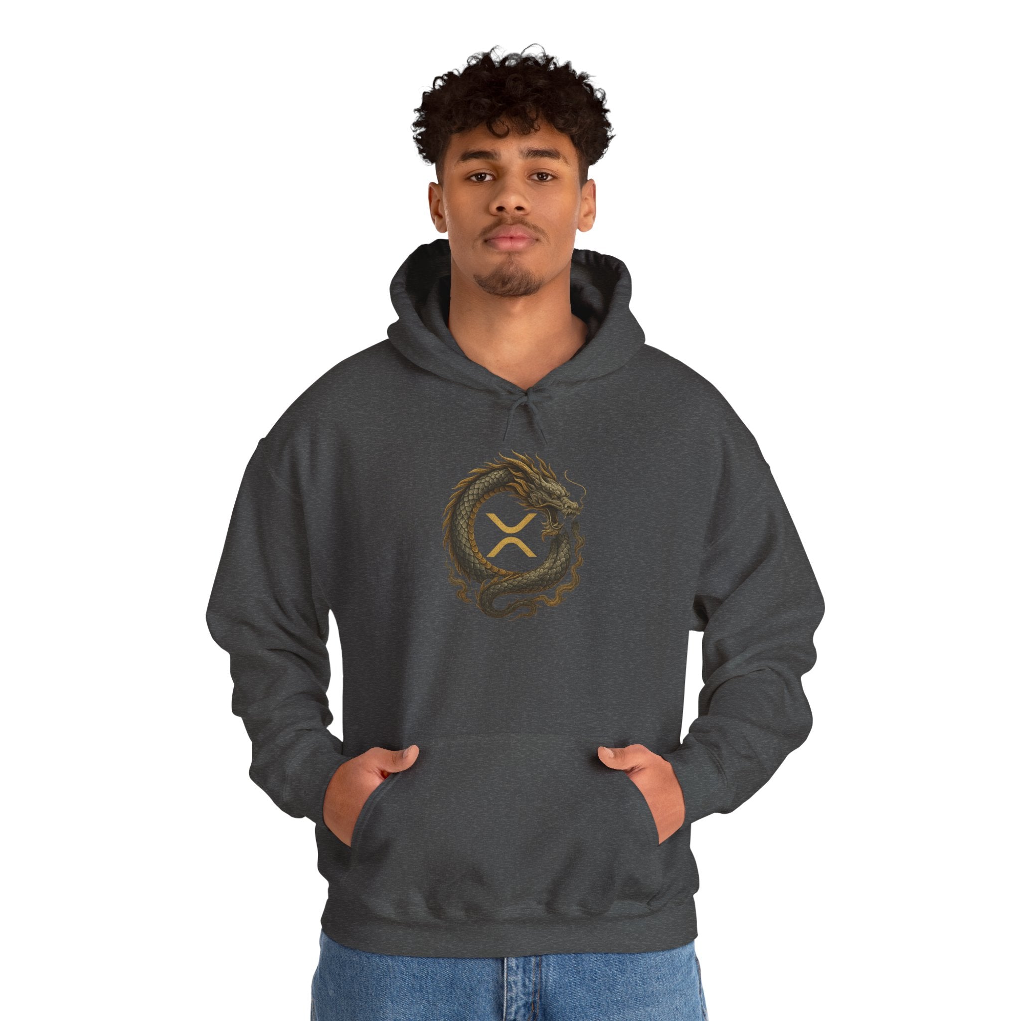 Dragon Ouroboros Hoodie with Ripple Rune — Mythic Symbol Pullover