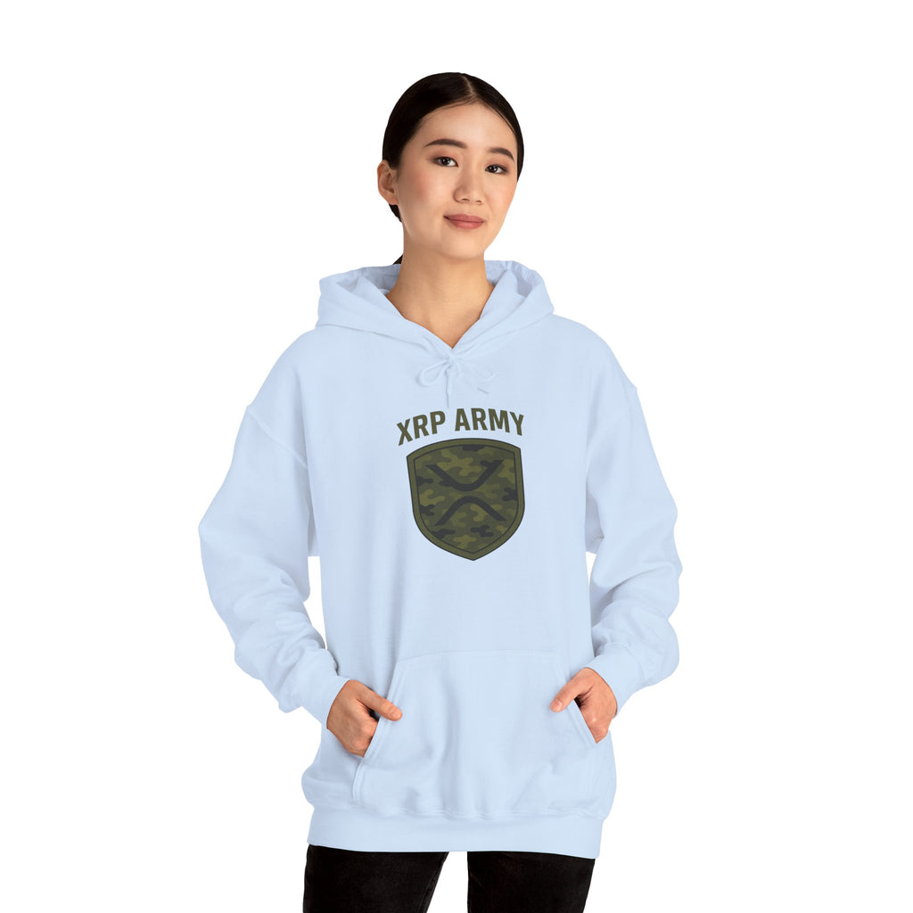 XRP Army Hoodie – Crypto Shield Camouflage Sweatshirt