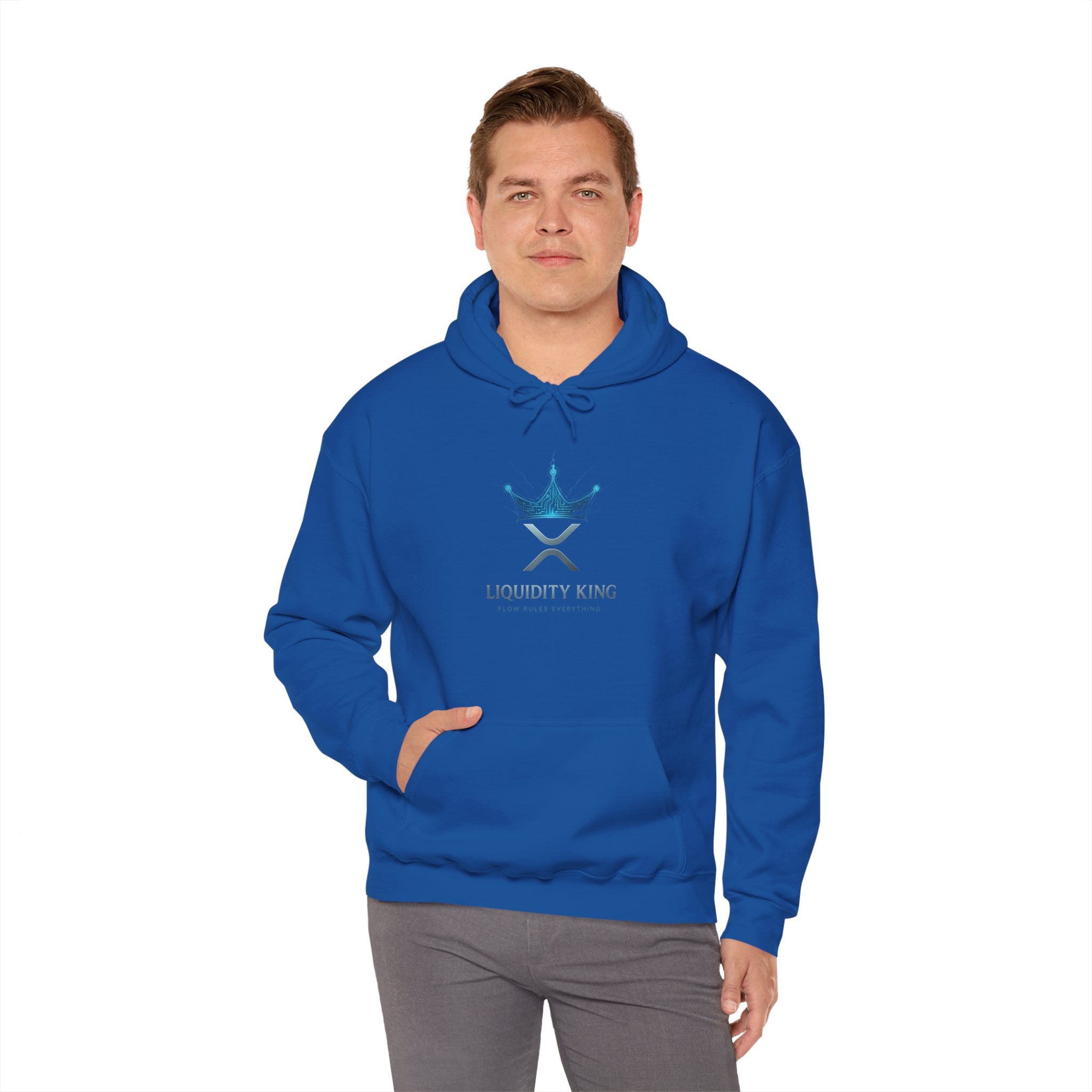 Liquidity King Hoodie — Blue Crown Logo Pullover