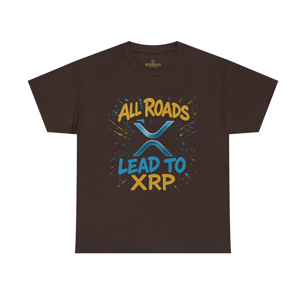 XRP Crypto Tee — "All Roads Lead to XRP" Casual Cryptocurrency Shirt
