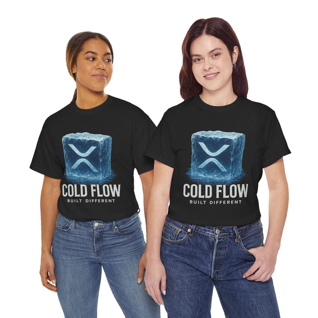 Cold Flow Ripple Logo T‑Shirt — 'Cold Flow: Built Different' Ice Cube Design