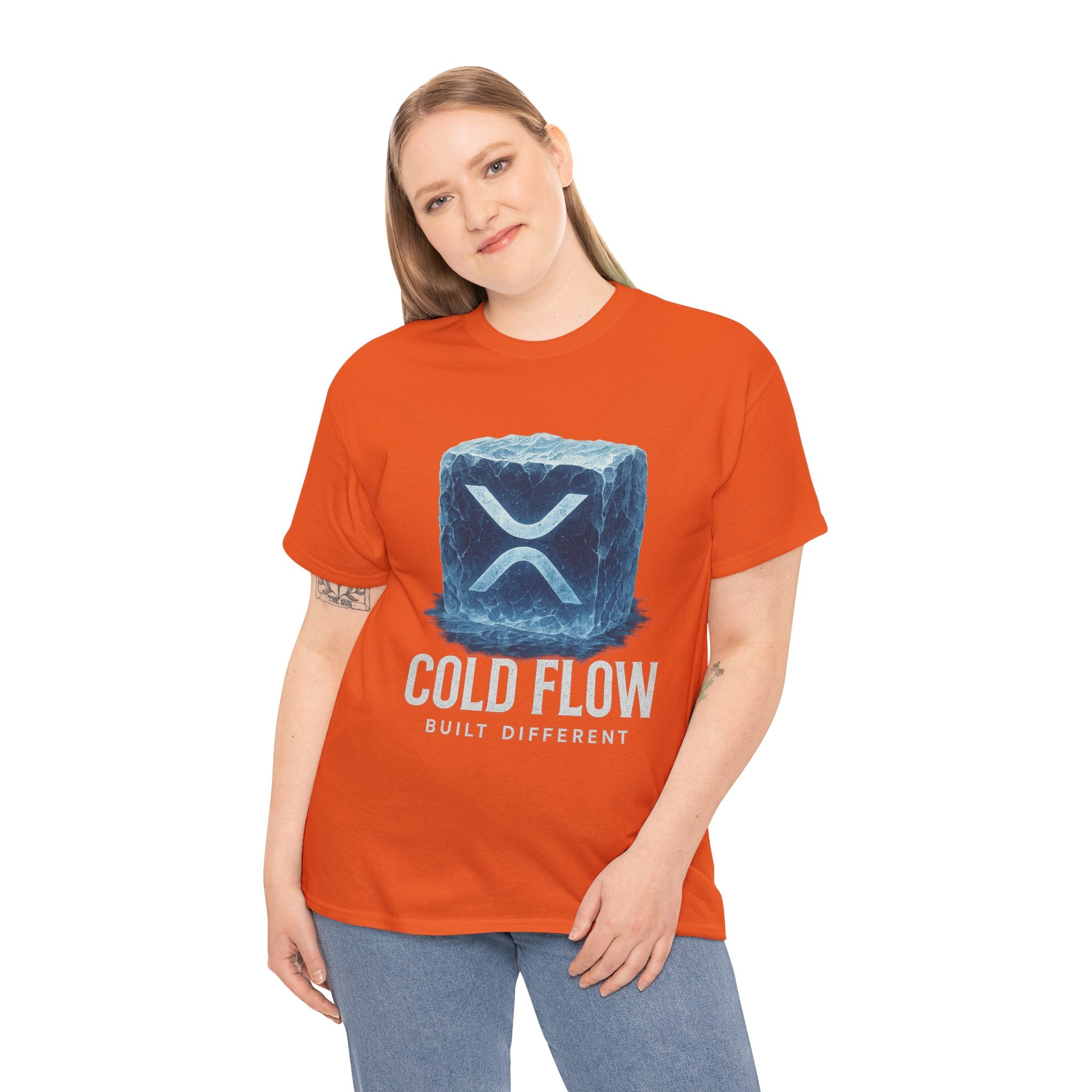 Cold Flow Ripple Logo T‑Shirt — 'Cold Flow: Built Different' Ice Cube Design