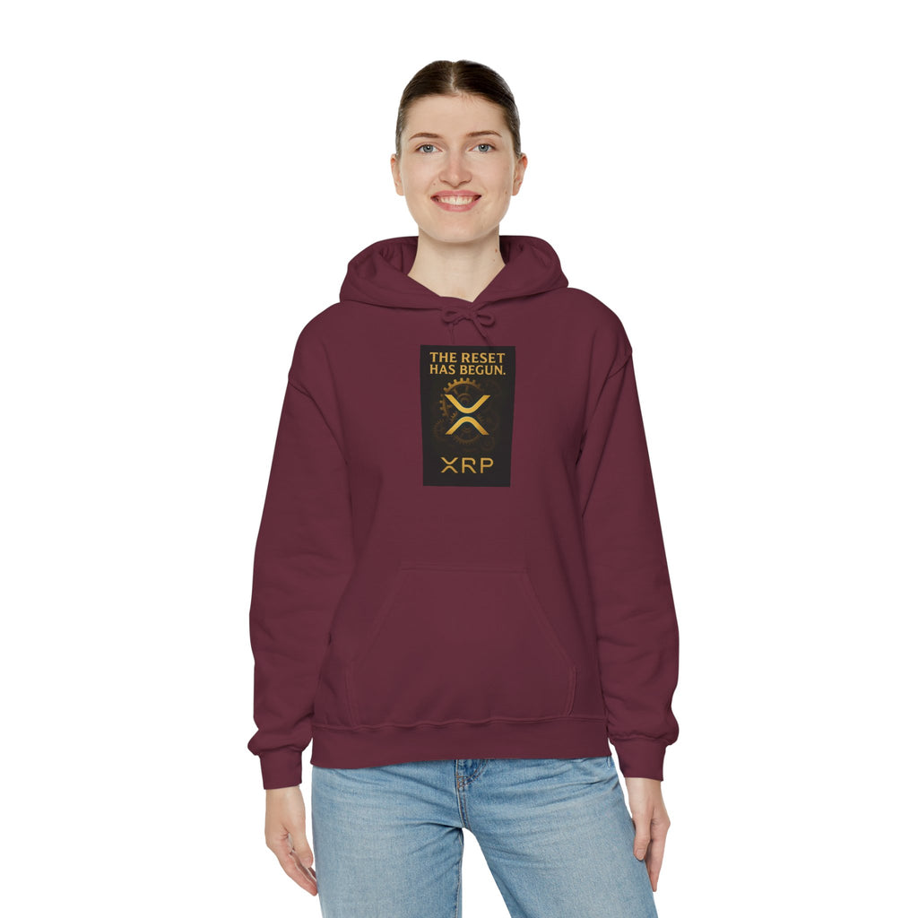 XRP Hoodie — "The Reset Has Begun" Crypto Logo Pullover