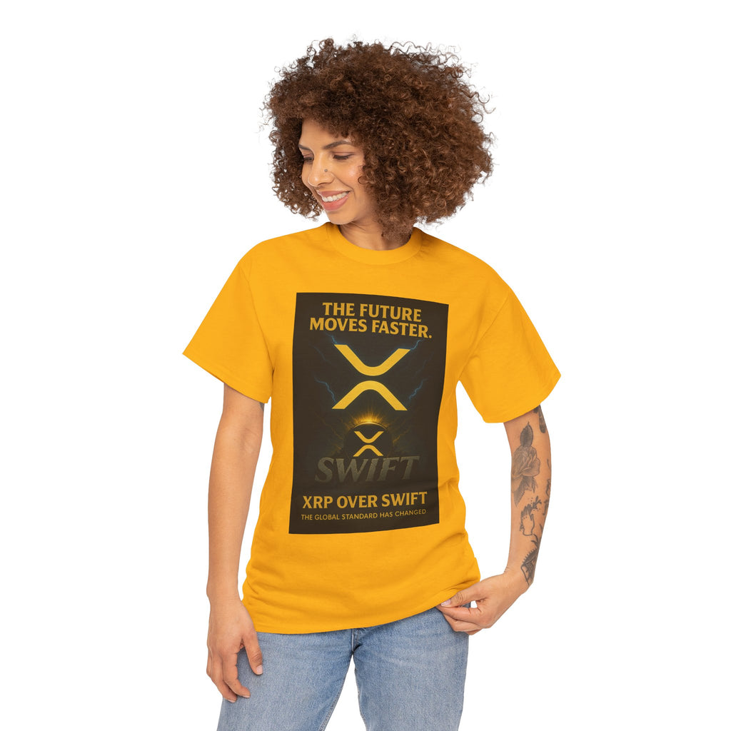 XRP Swift Crypto T-Shirt — “The Future Moves Faster” XRP Over Swift Tee