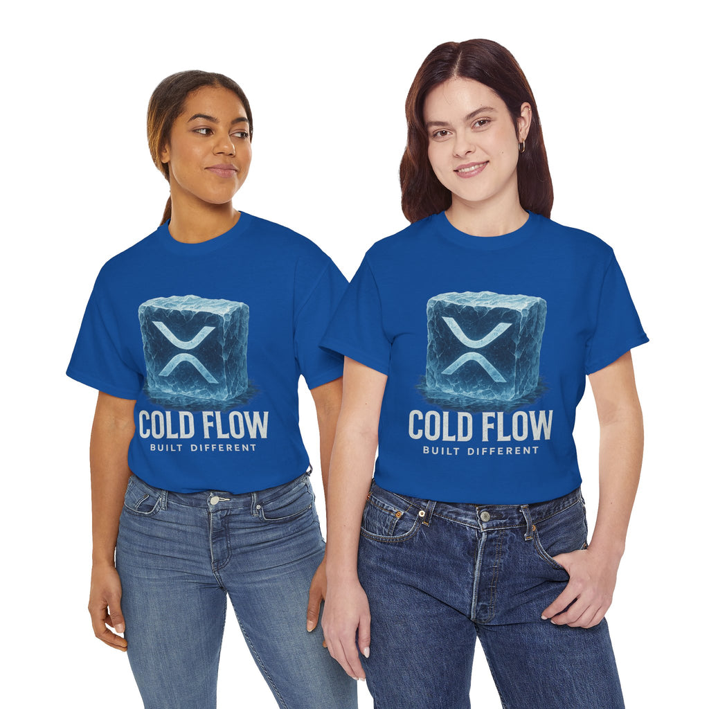 Cold Flow Ripple Logo T‑Shirt — 'Cold Flow: Built Different' Ice Cube Design