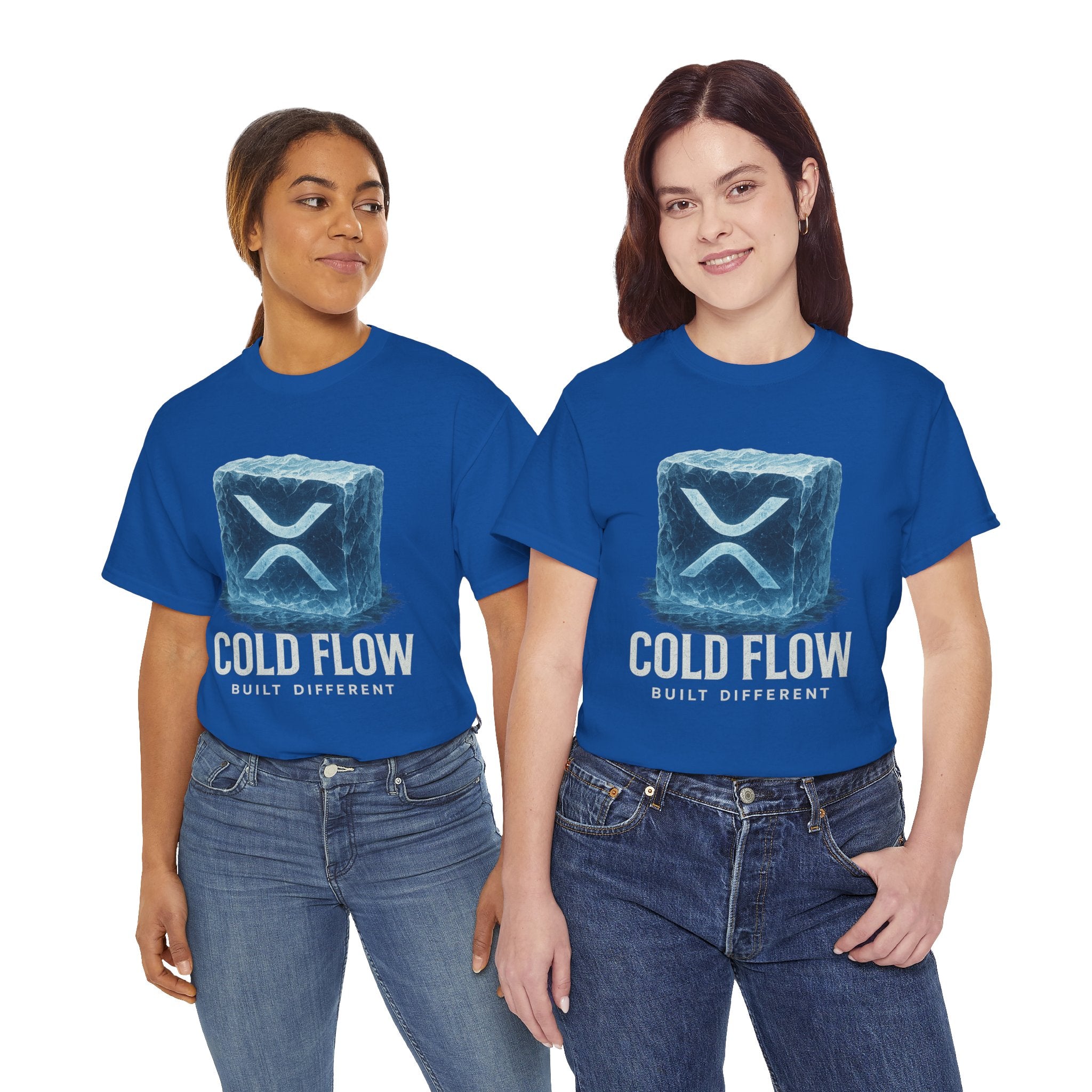 Cold Flow Ripple Logo T‑Shirt — 'Cold Flow: Built Different' Ice Cube Design