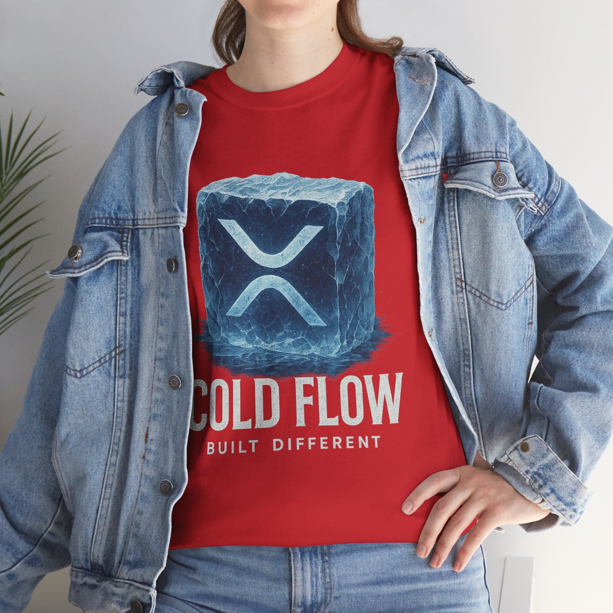 Cold Flow Ripple Logo T‑Shirt — 'Cold Flow: Built Different' Ice Cube Design