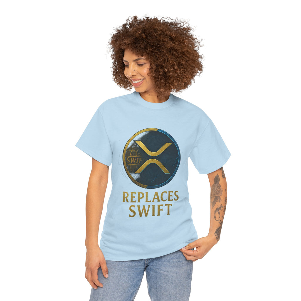 XRP 'Replaces Swift' Cotton Tee — Crypto Ripple Logo T-Shirt
