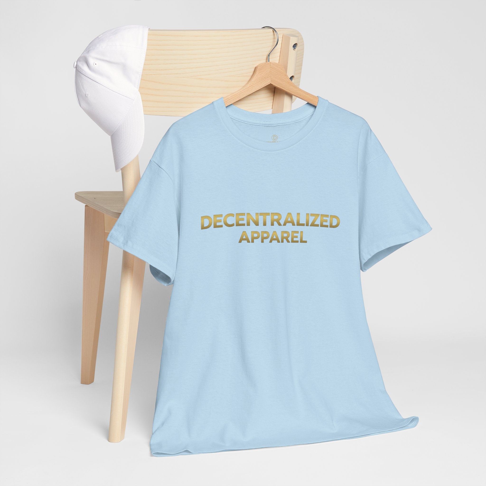Decentralized Apparel T‑Shirt — Minimal Gold Logo Tee