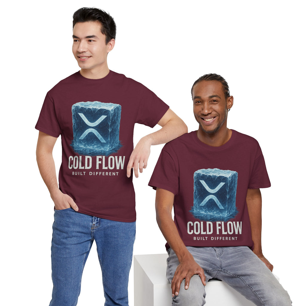 Cold Flow Ripple Logo T‑Shirt — 'Cold Flow: Built Different' Ice Cube Design