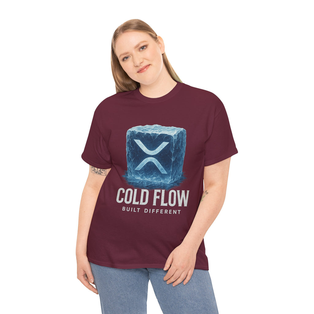 Cold Flow Ripple Logo T‑Shirt — 'Cold Flow: Built Different' Ice Cube Design