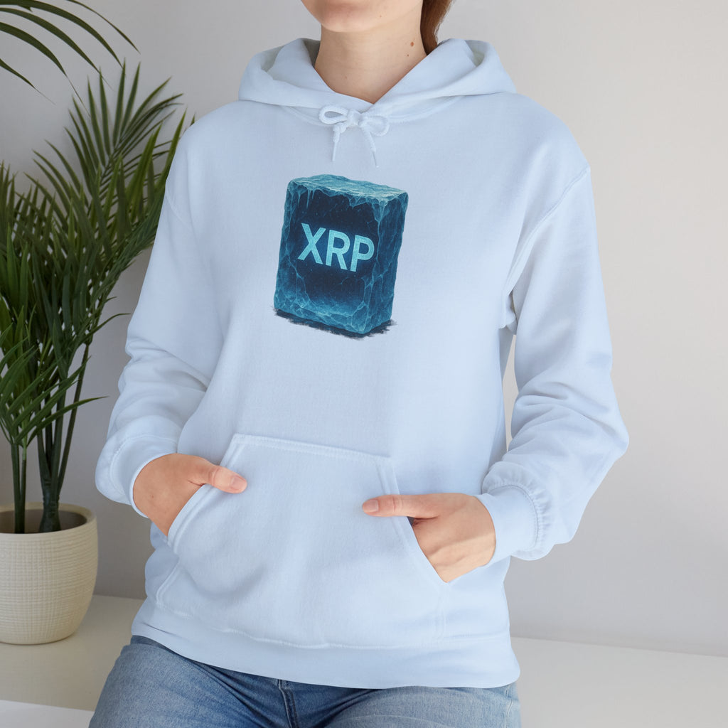 XRP Frozen Cube Hoodie — Crypto Ice Block Sweater for XRP Fans