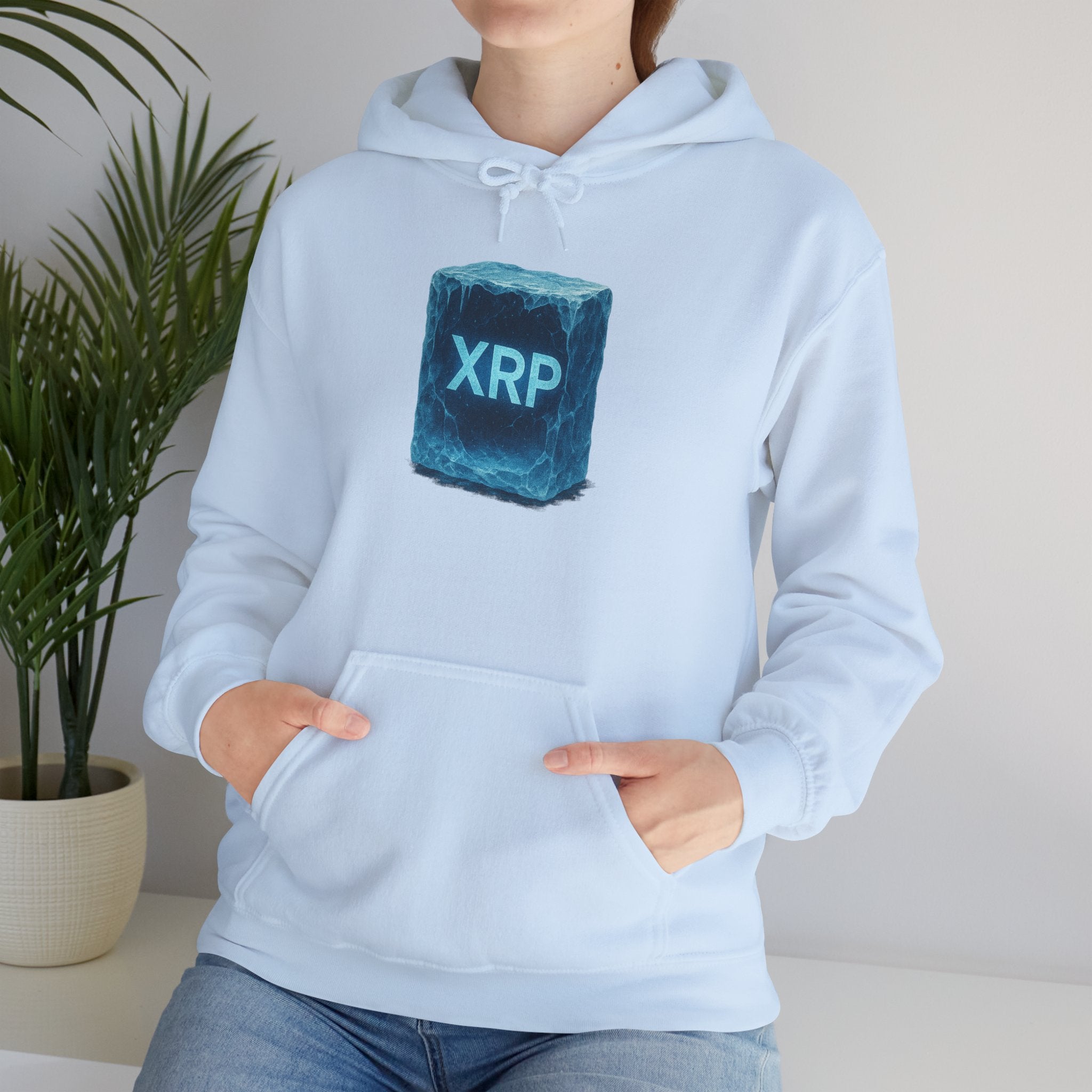 XRP Frozen Cube Hoodie — Crypto Ice Block Sweater for XRP Fans