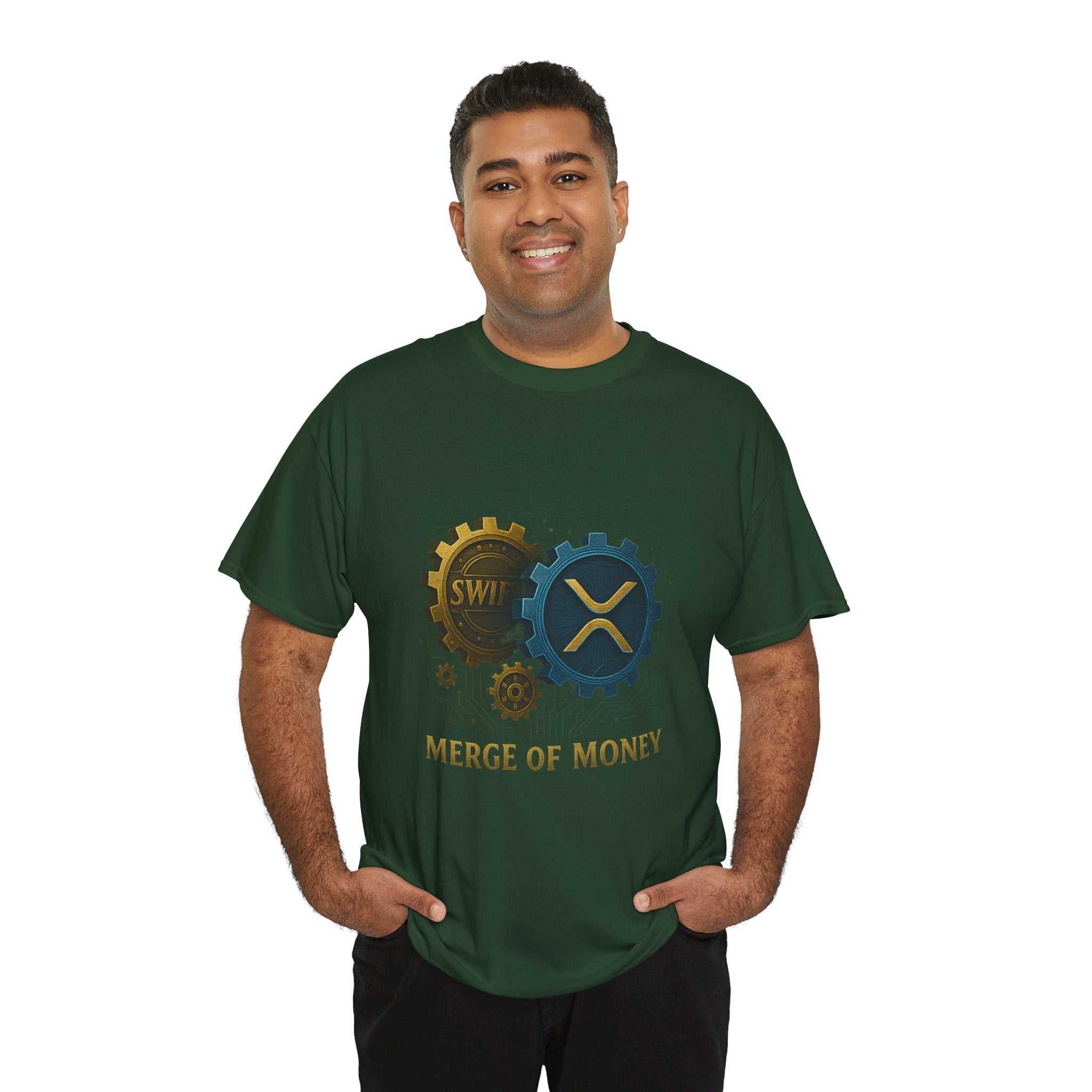 Merge of Money Tee - Cryptocurrency Gears XRP & SWI Crypto T-Shirt