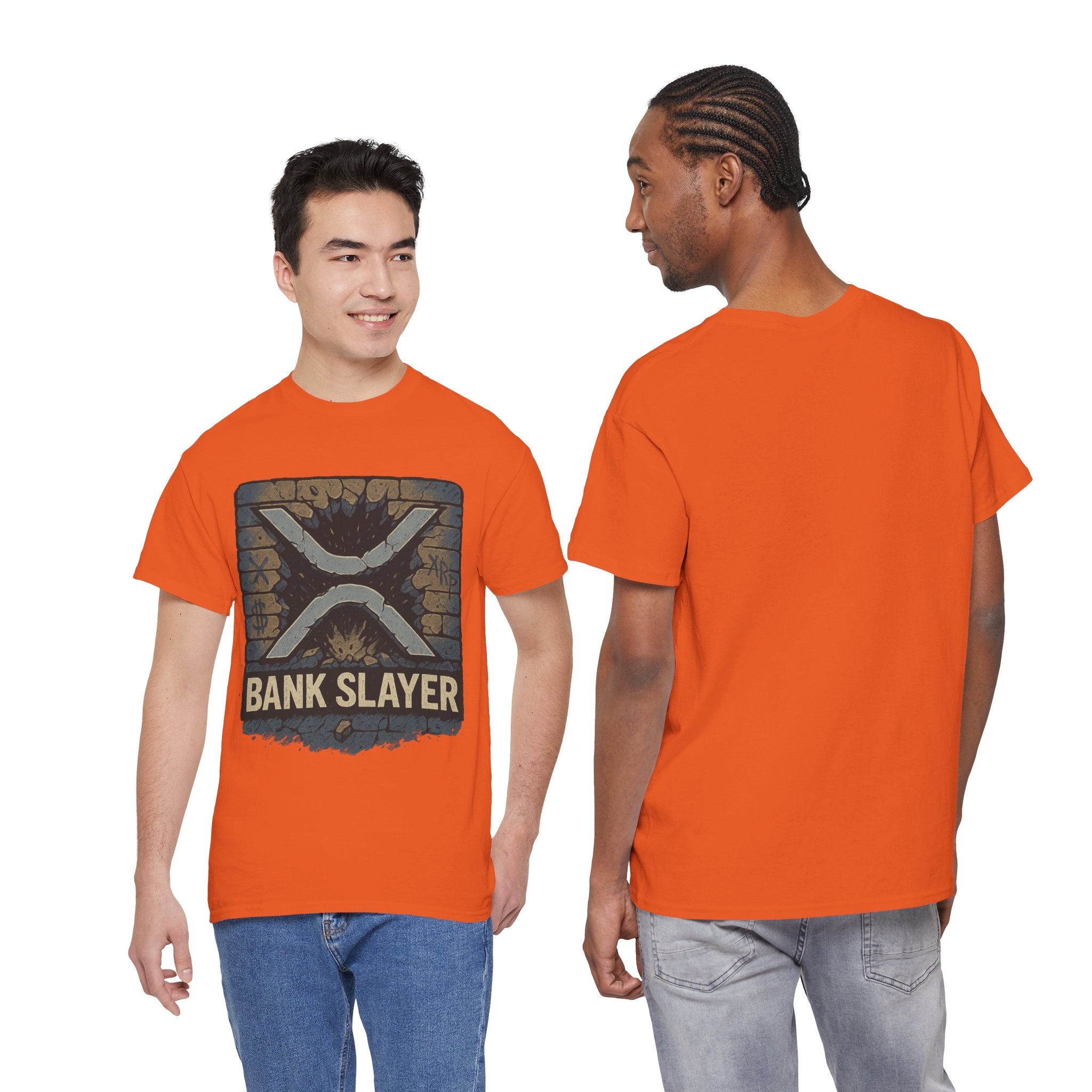 Bank Slayer T‑Shirt — Retro Grunge Crypto XRP Design
