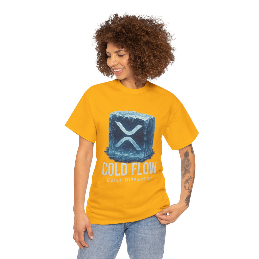 Cold Flow Ripple Logo T‑Shirt — 'Cold Flow: Built Different' Ice Cube Design