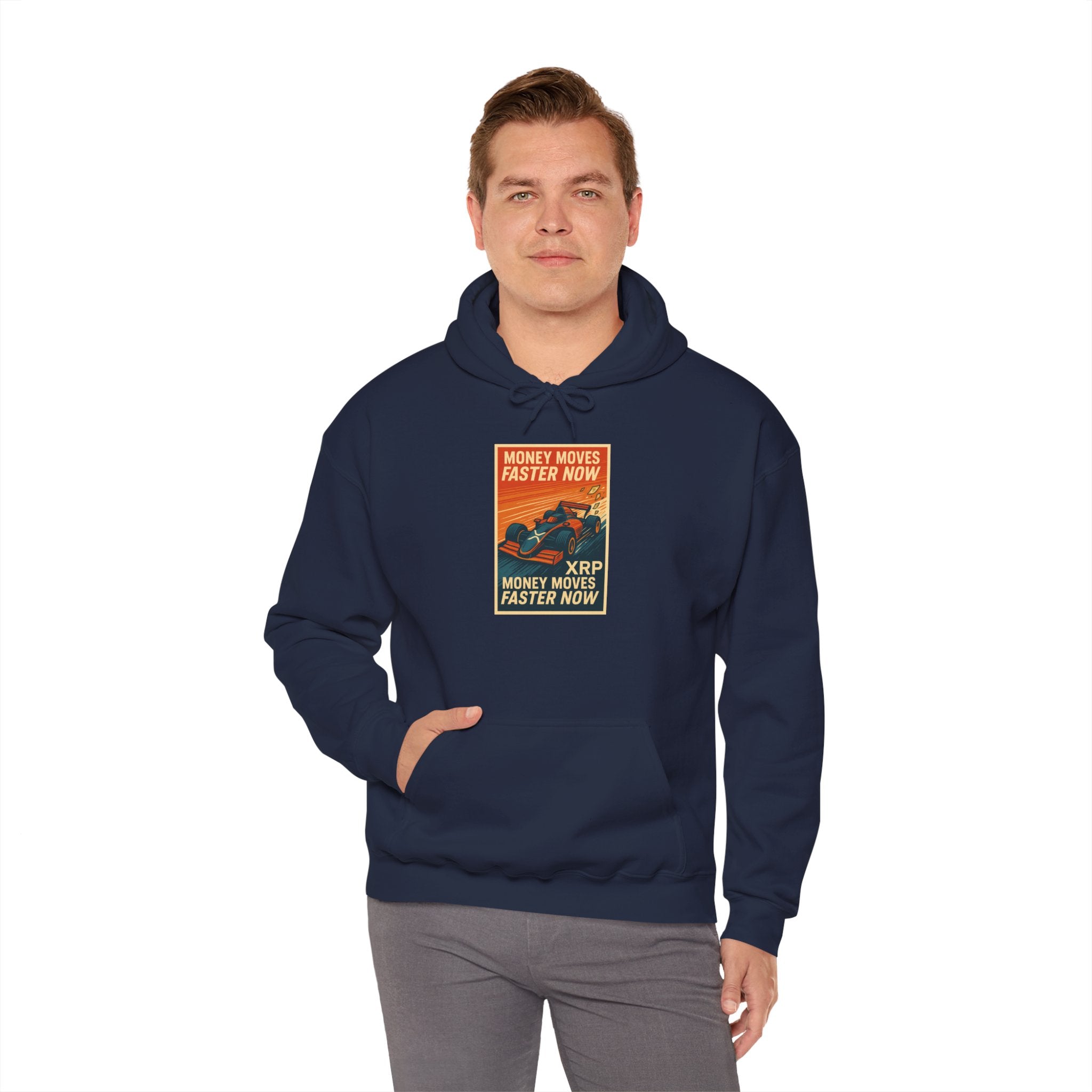 XRP 'Money Moves Faster Now' Hoodie – Crypto Retro Graphic Pullover