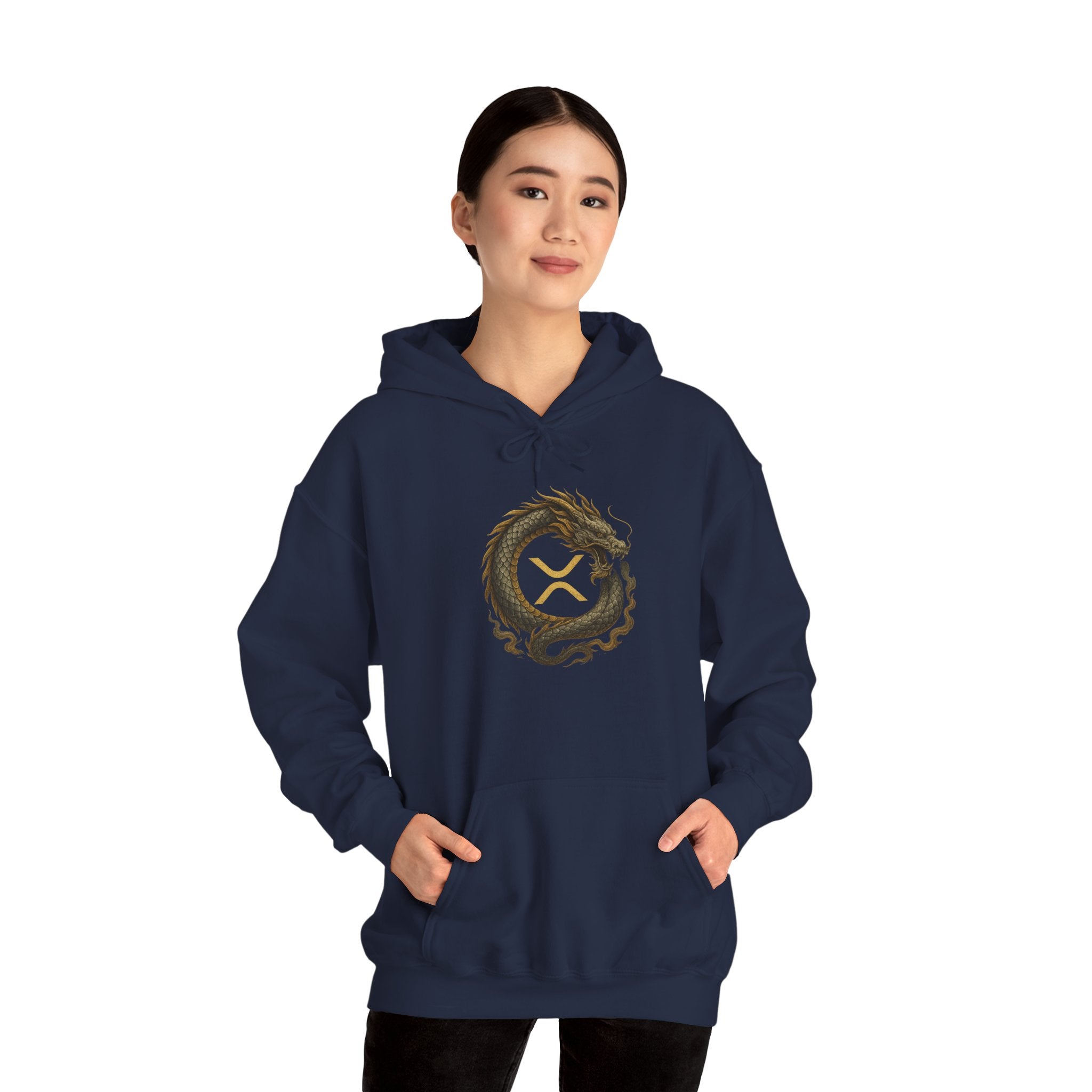 Dragon Ouroboros Hoodie with Ripple Rune — Mythic Symbol Pullover