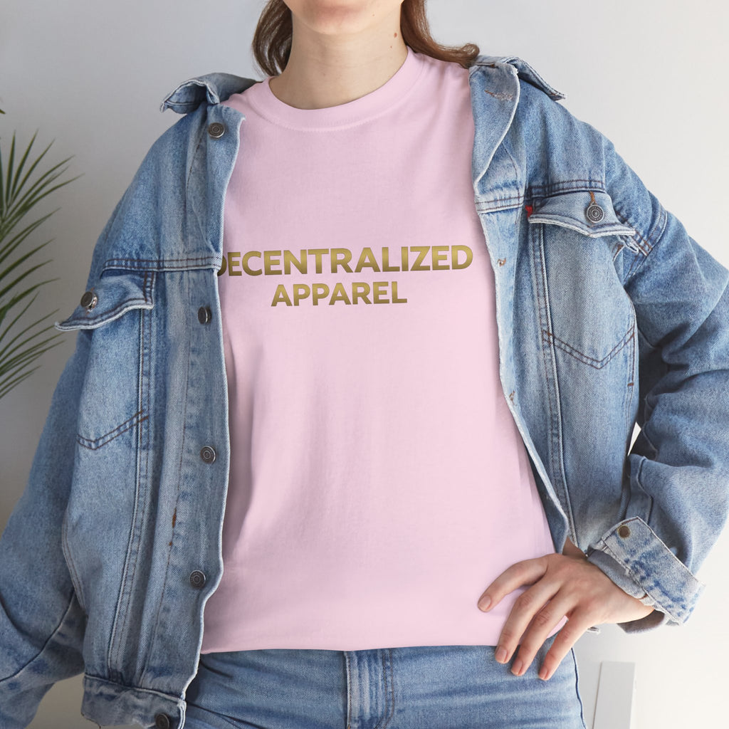 Decentralized Apparel T‑Shirt — Minimal Gold Logo Tee