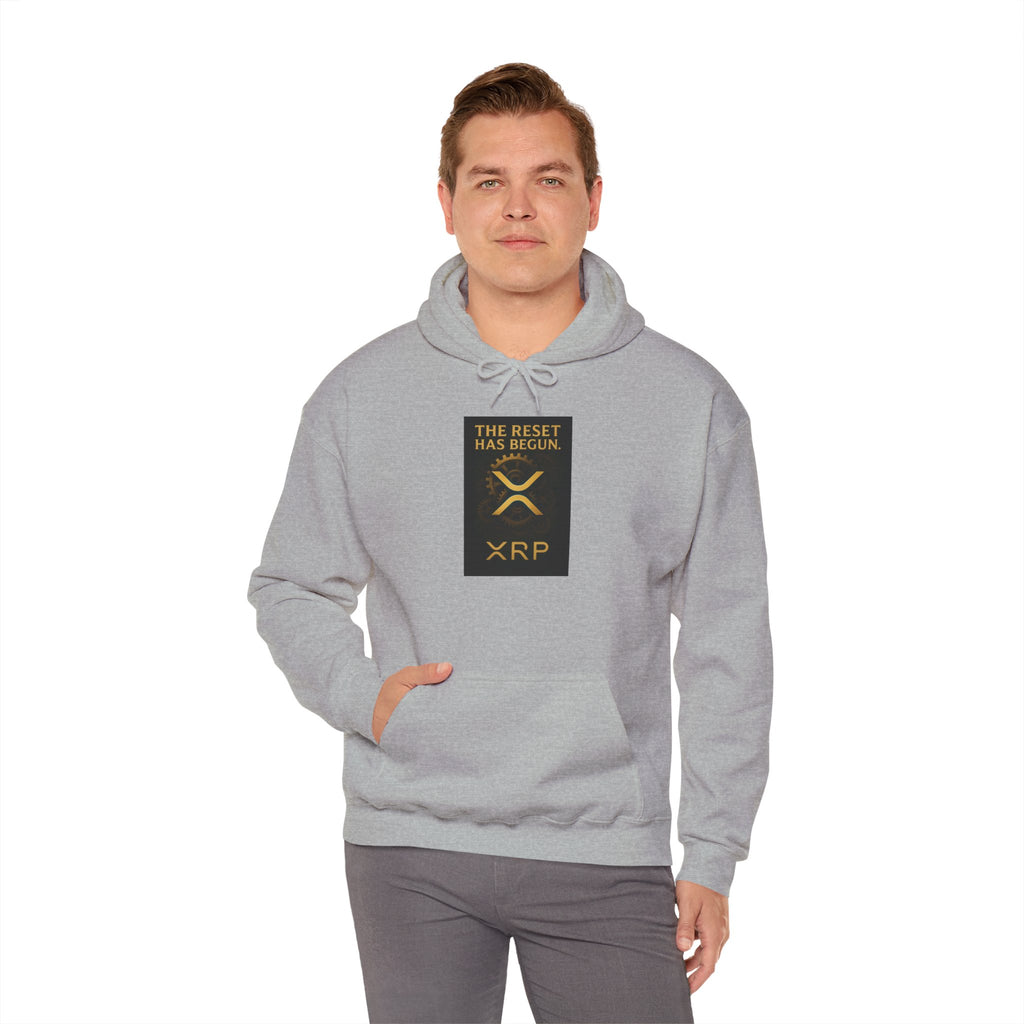 XRP Hoodie — "The Reset Has Begun" Crypto Logo Pullover