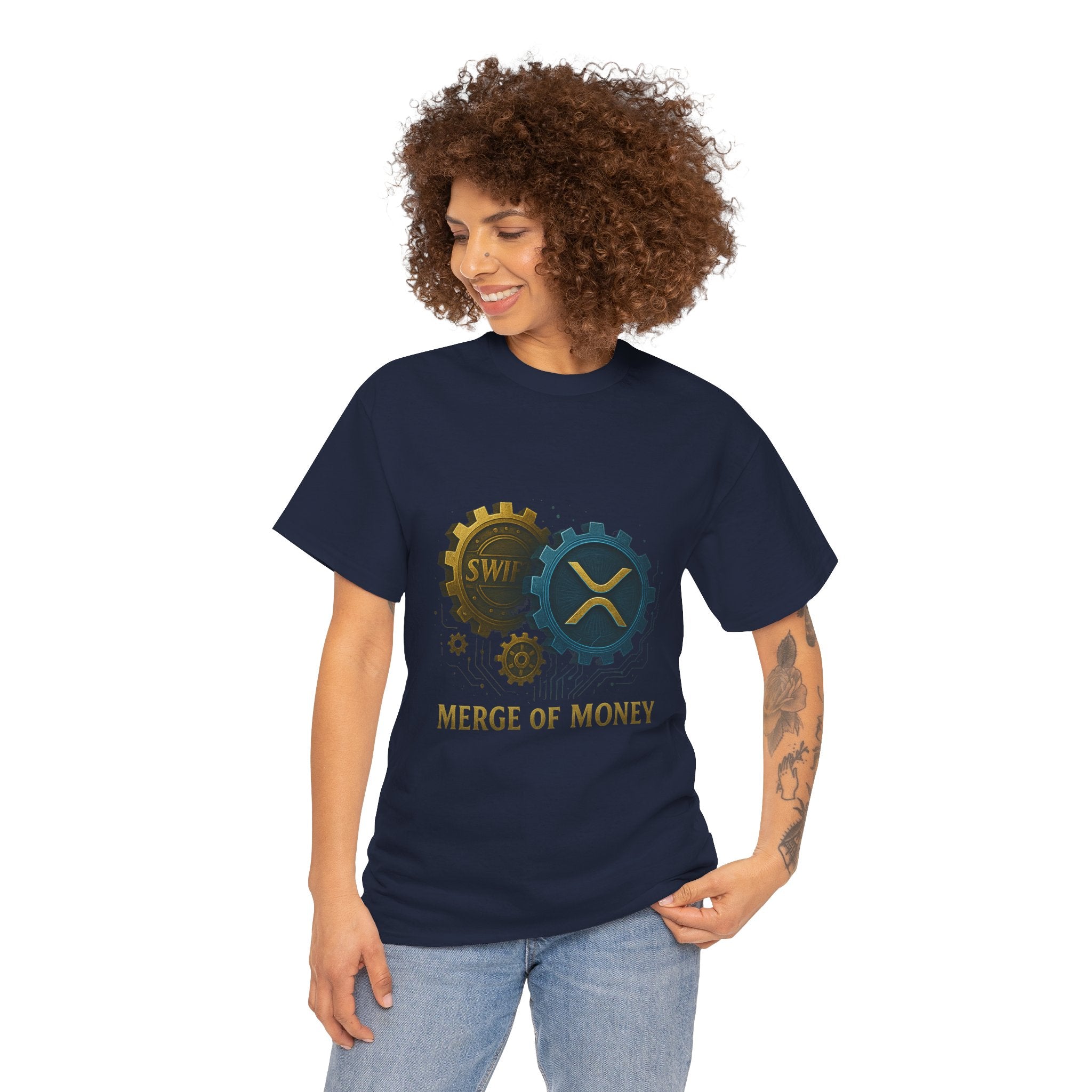 Merge of Money Tee - Cryptocurrency Gears XRP & SWI Crypto T-Shirt