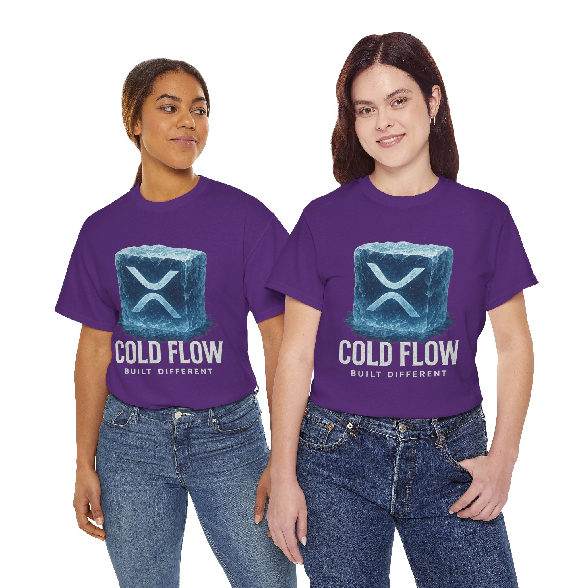 Cold Flow Ripple Logo T‑Shirt — 'Cold Flow: Built Different' Ice Cube Design