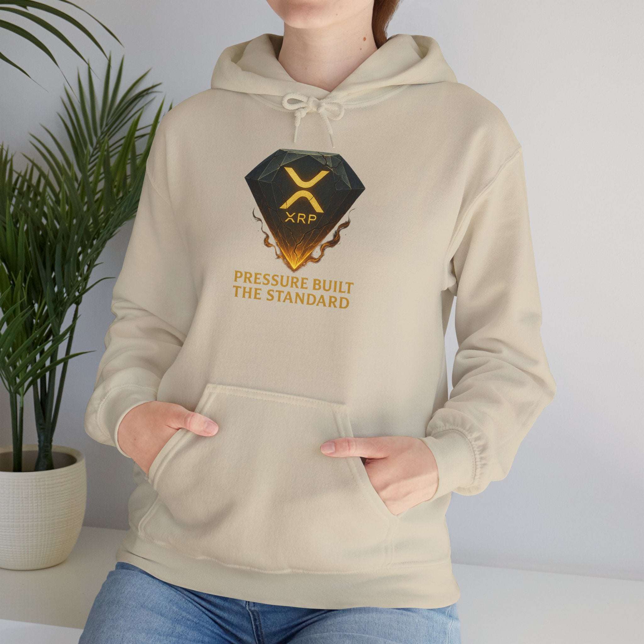 XRP Crypto Hoodie — "Pressure Built The Standard" Logo Pullover