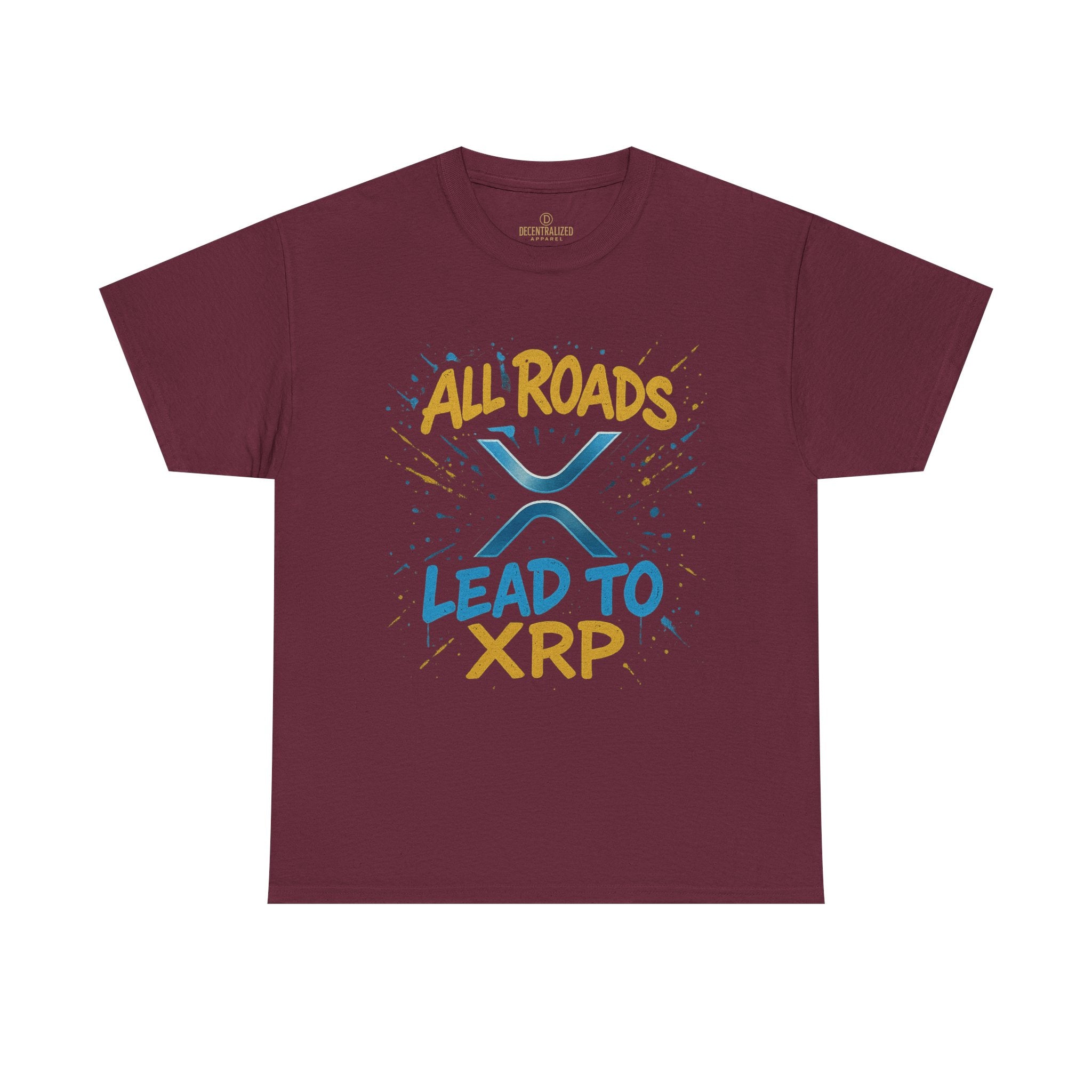 XRP Crypto Tee — "All Roads Lead to XRP" Casual Cryptocurrency Shirt