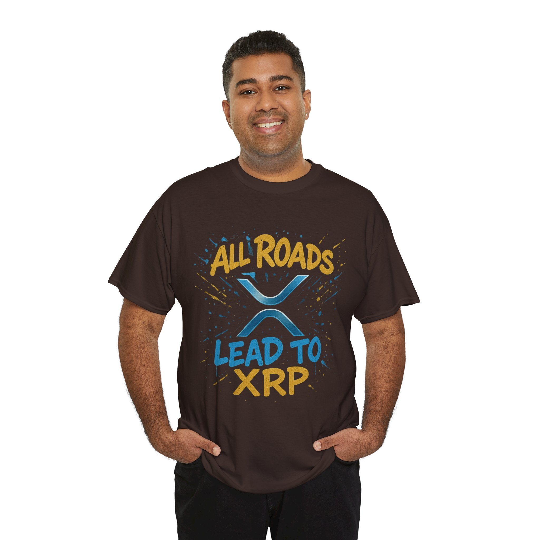 XRP Crypto Tee — "All Roads Lead to XRP" Casual Cryptocurrency Shirt