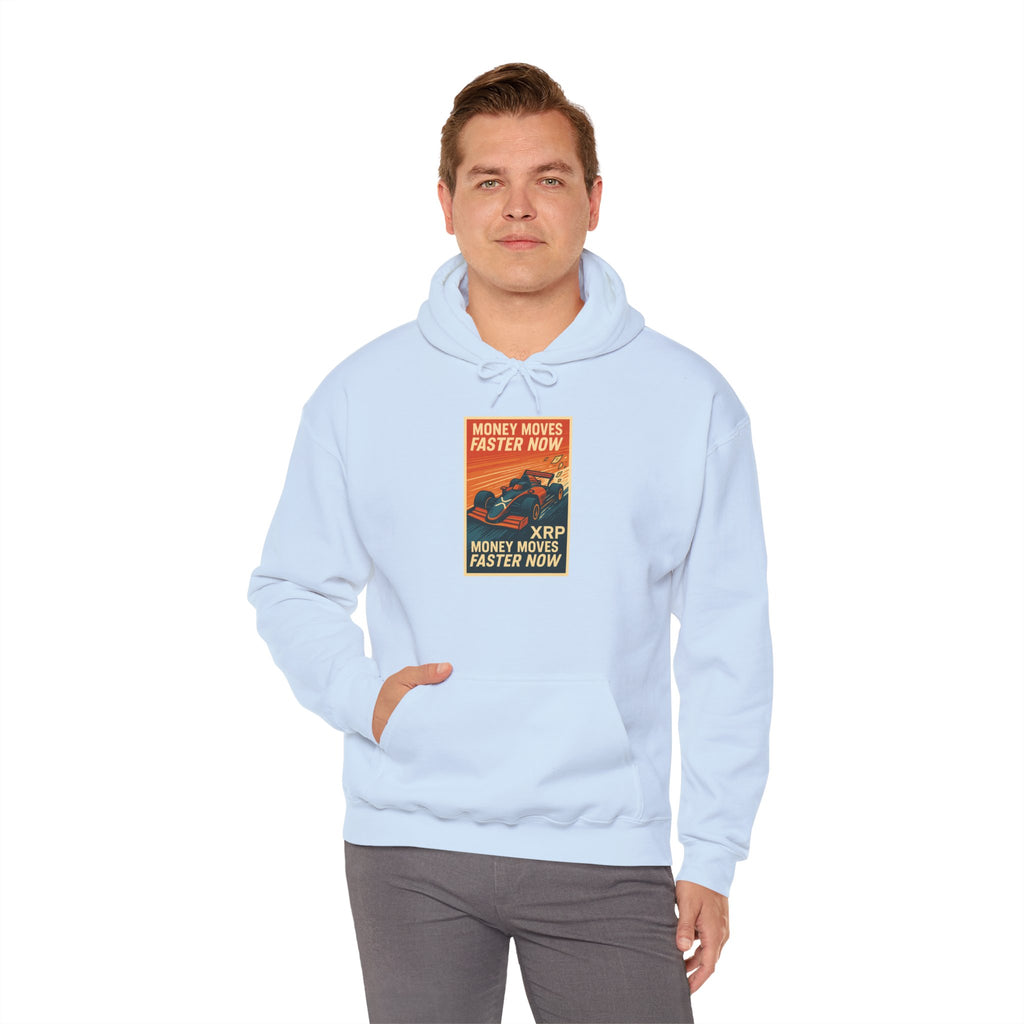 XRP 'Money Moves Faster Now' Hoodie – Crypto Retro Graphic Pullover