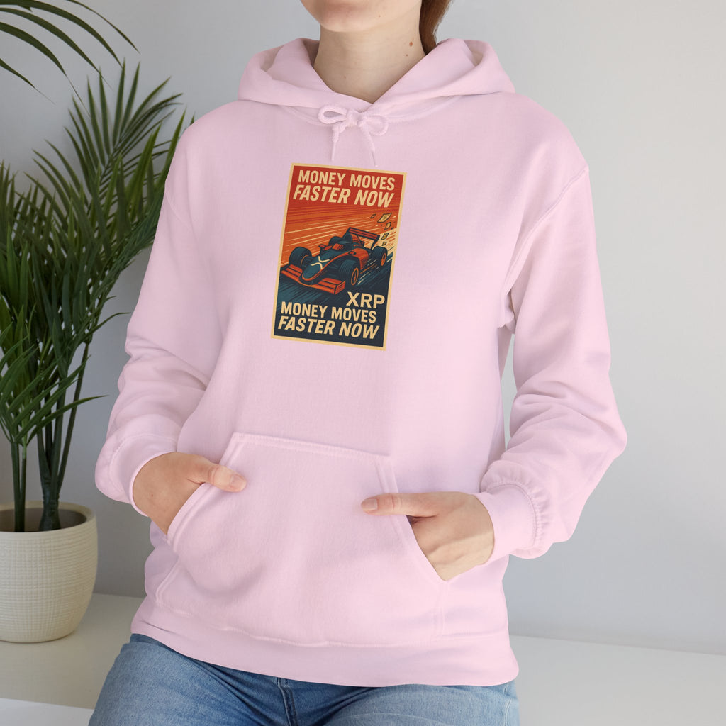 XRP 'Money Moves Faster Now' Hoodie – Crypto Retro Graphic Pullover