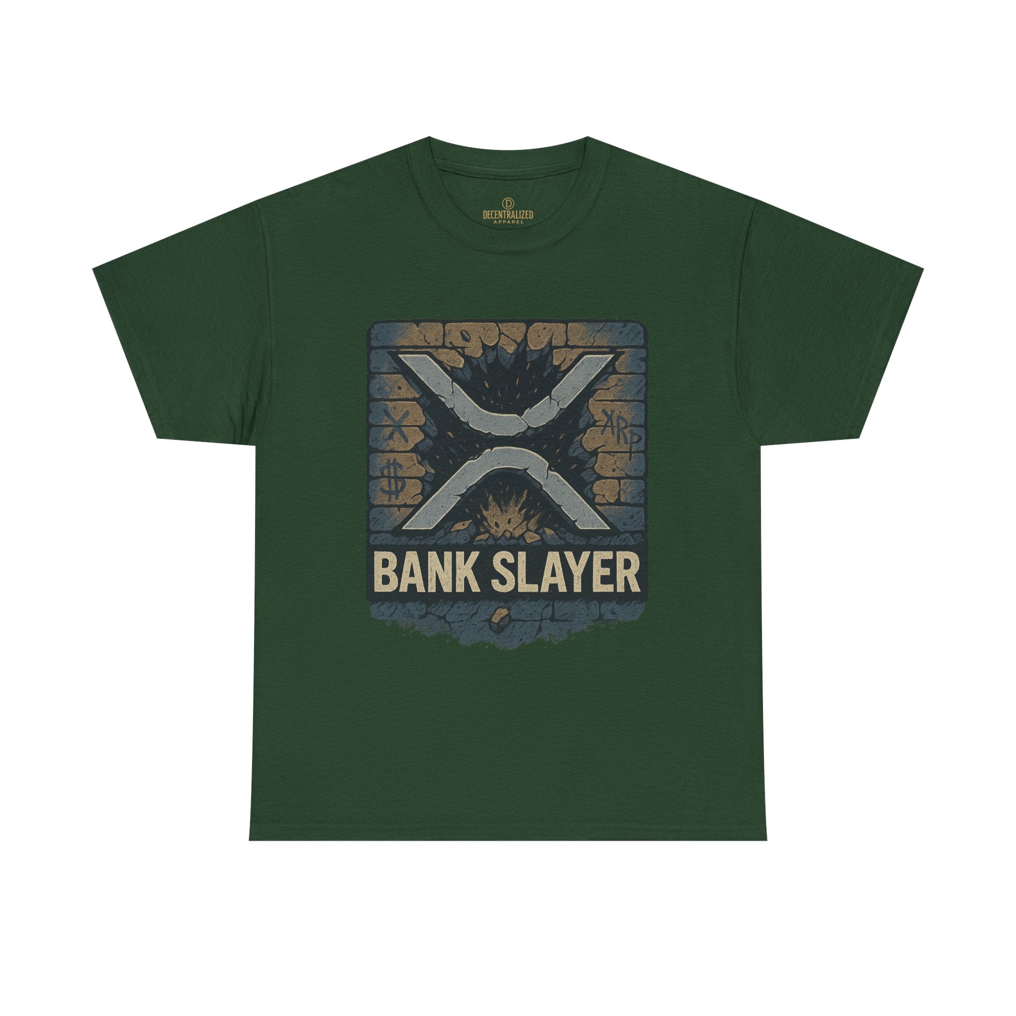 Bank Slayer T‑Shirt — Retro Grunge Crypto XRP Design