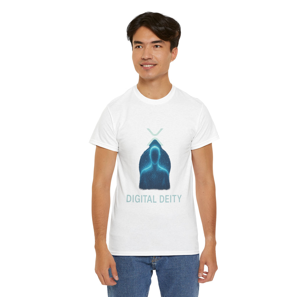 Digital Deity T‑Shirt — Futuristic Neon Tech Hoodie Tee