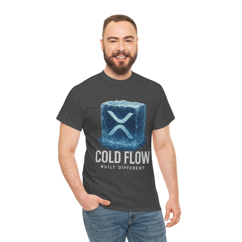 Cold Flow Ripple Logo T‑Shirt — 'Cold Flow: Built Different' Ice Cube Design