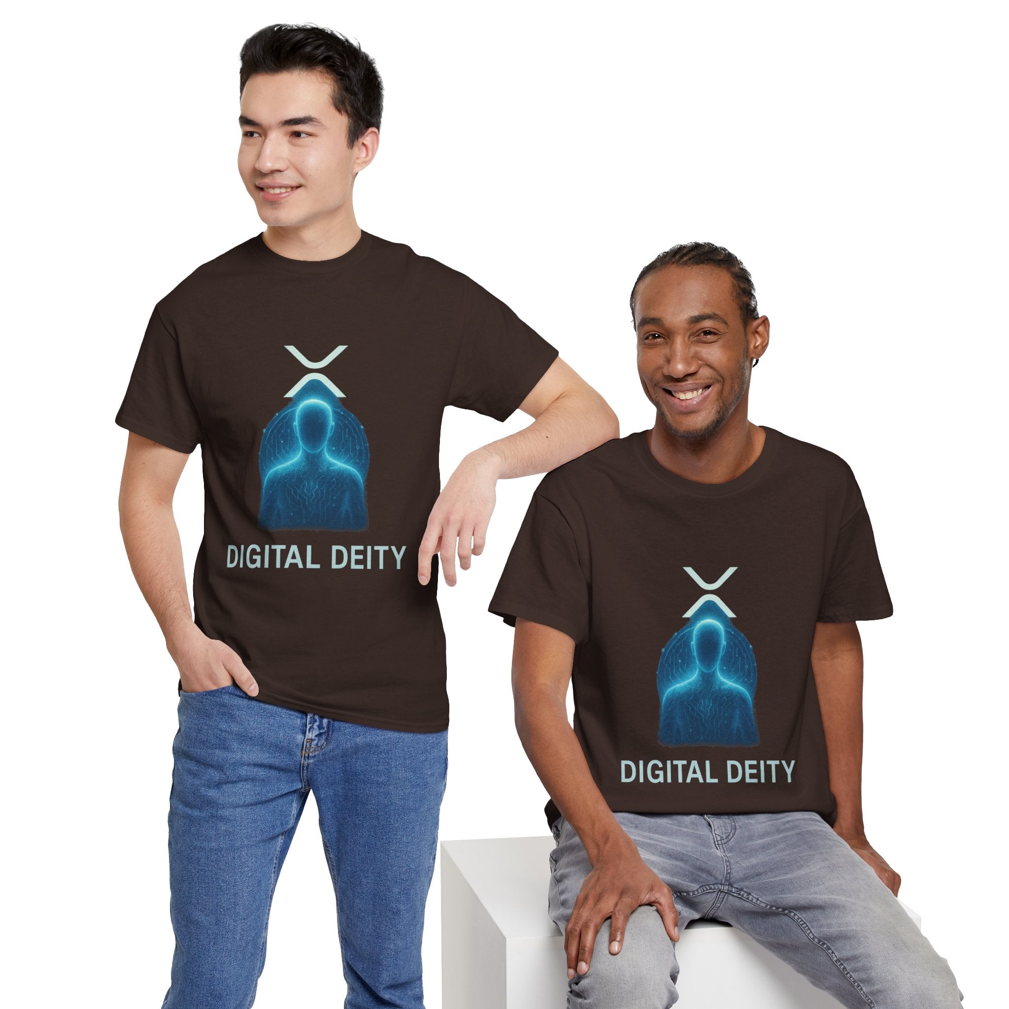 Digital Deity T‑Shirt — Futuristic Neon Tech Hoodie Tee