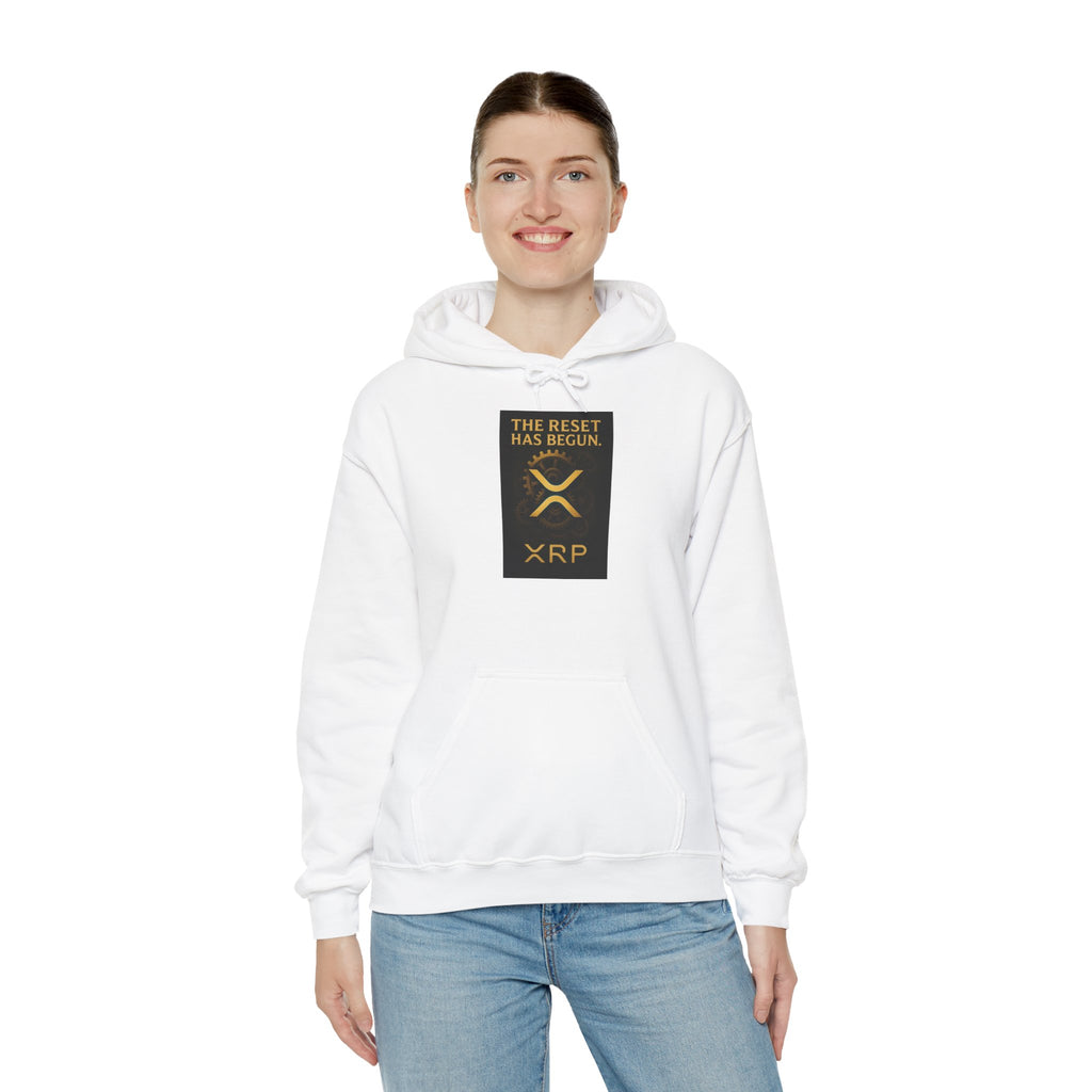 XRP Hoodie — "The Reset Has Begun" Crypto Logo Pullover