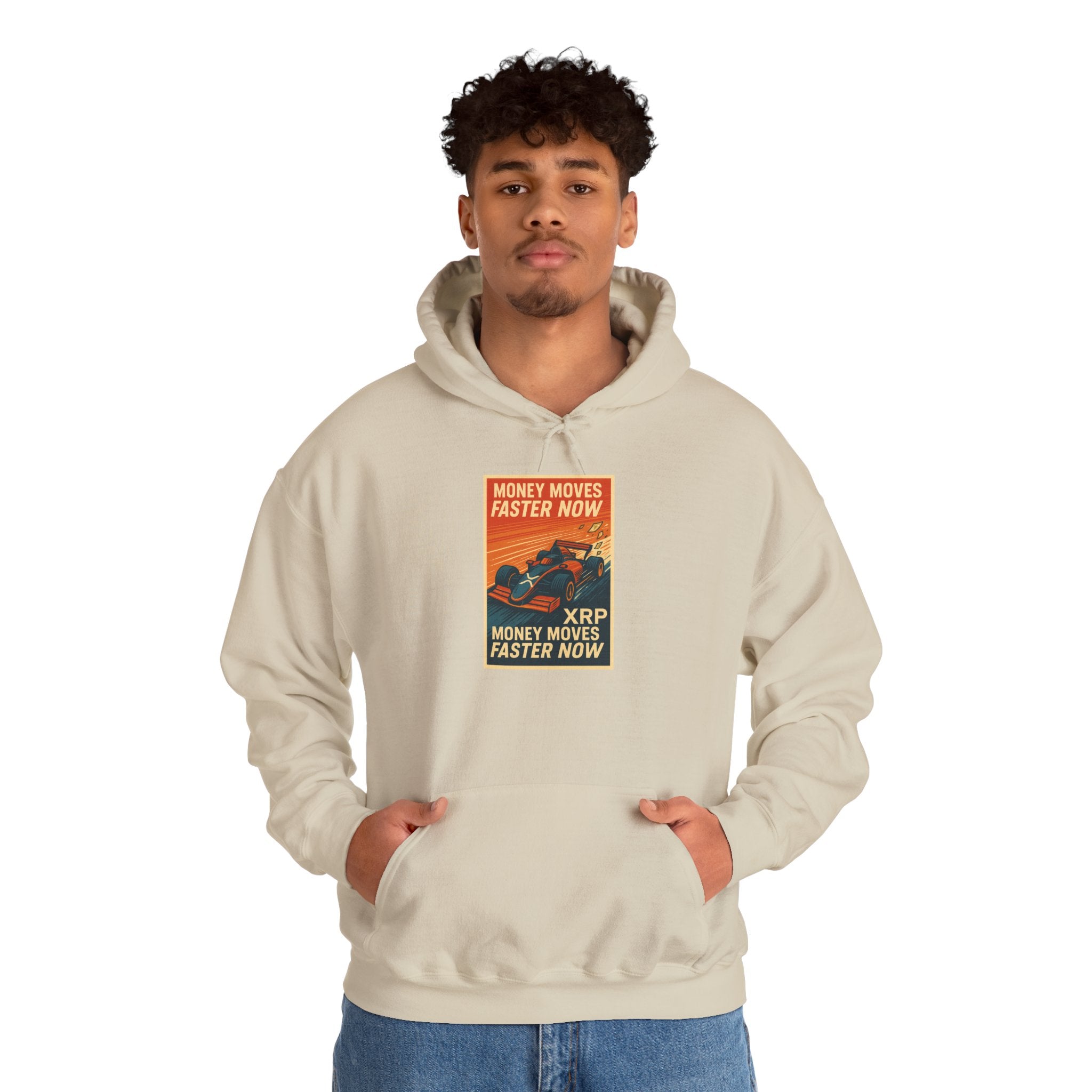 XRP 'Money Moves Faster Now' Hoodie – Crypto Retro Graphic Pullover