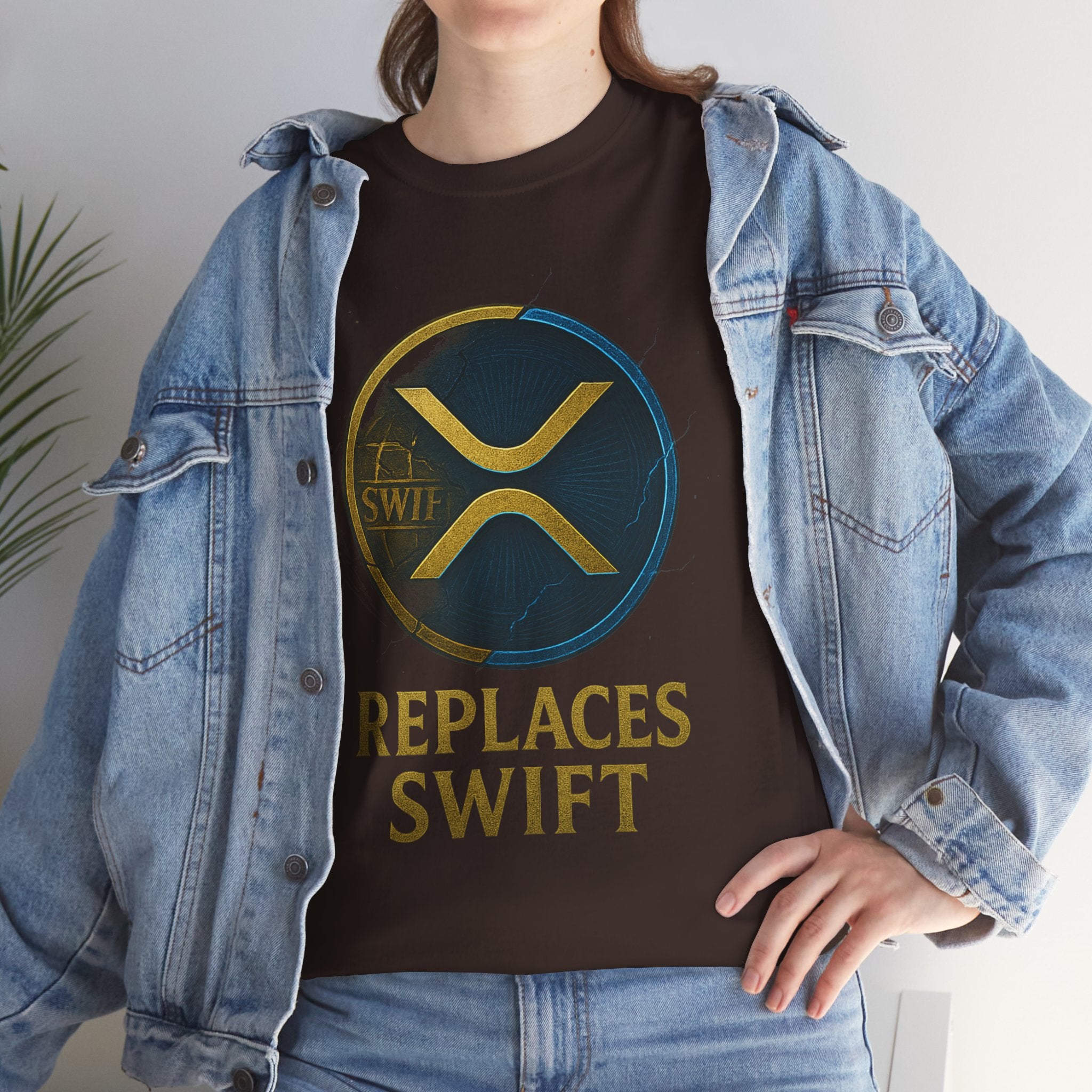 XRP 'Replaces Swift' Cotton Tee — Crypto Ripple Logo T-Shirt