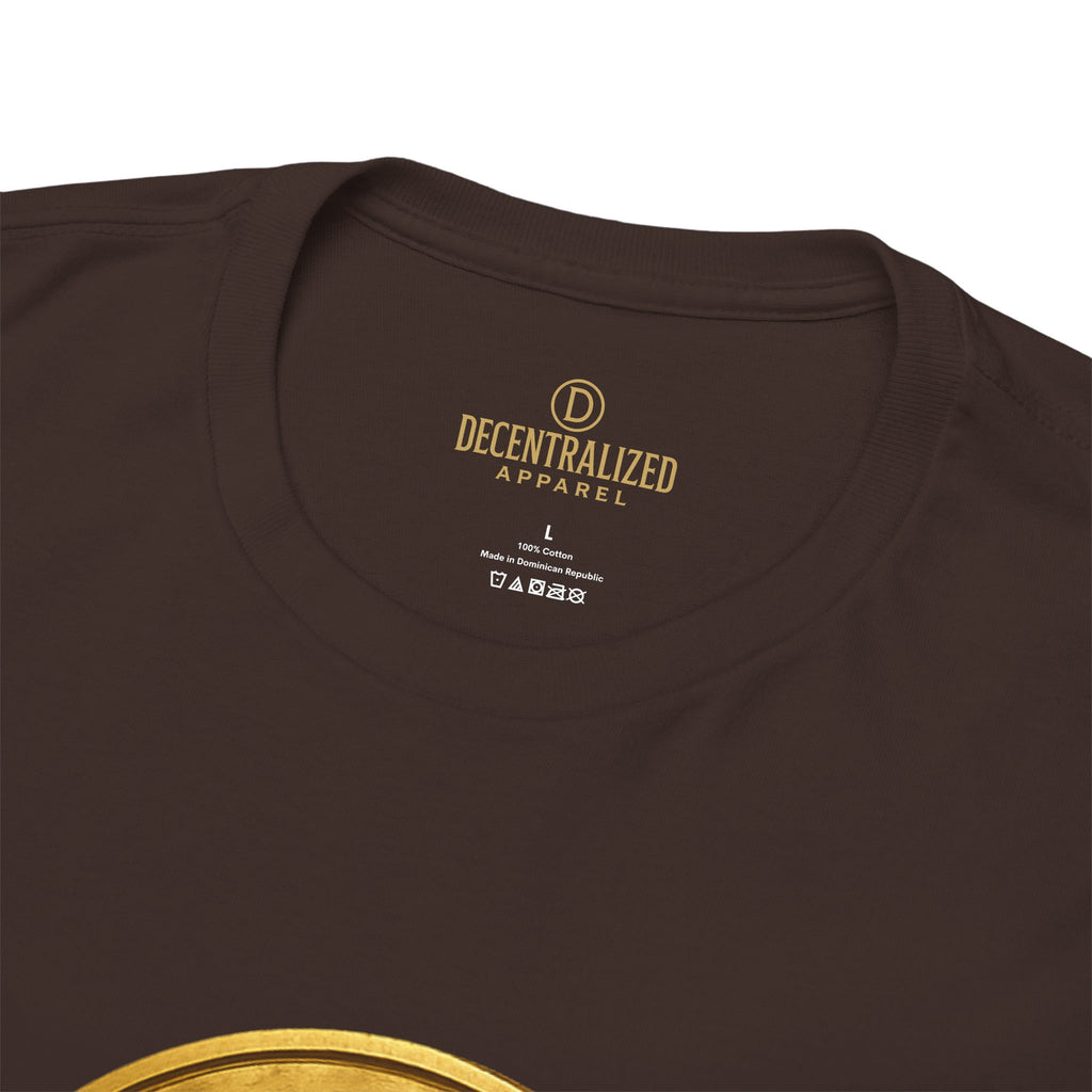 XRP Ledger Trophy T‑Shirt – Gold Ripple Coin on Pedestal Crypto Tee