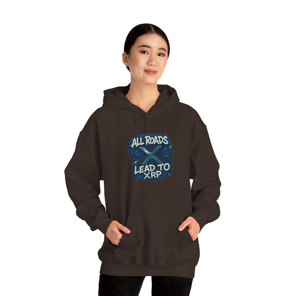 All Roads Lead to XRP Hoodie – Crypto Ripple Logo Sweatshirt