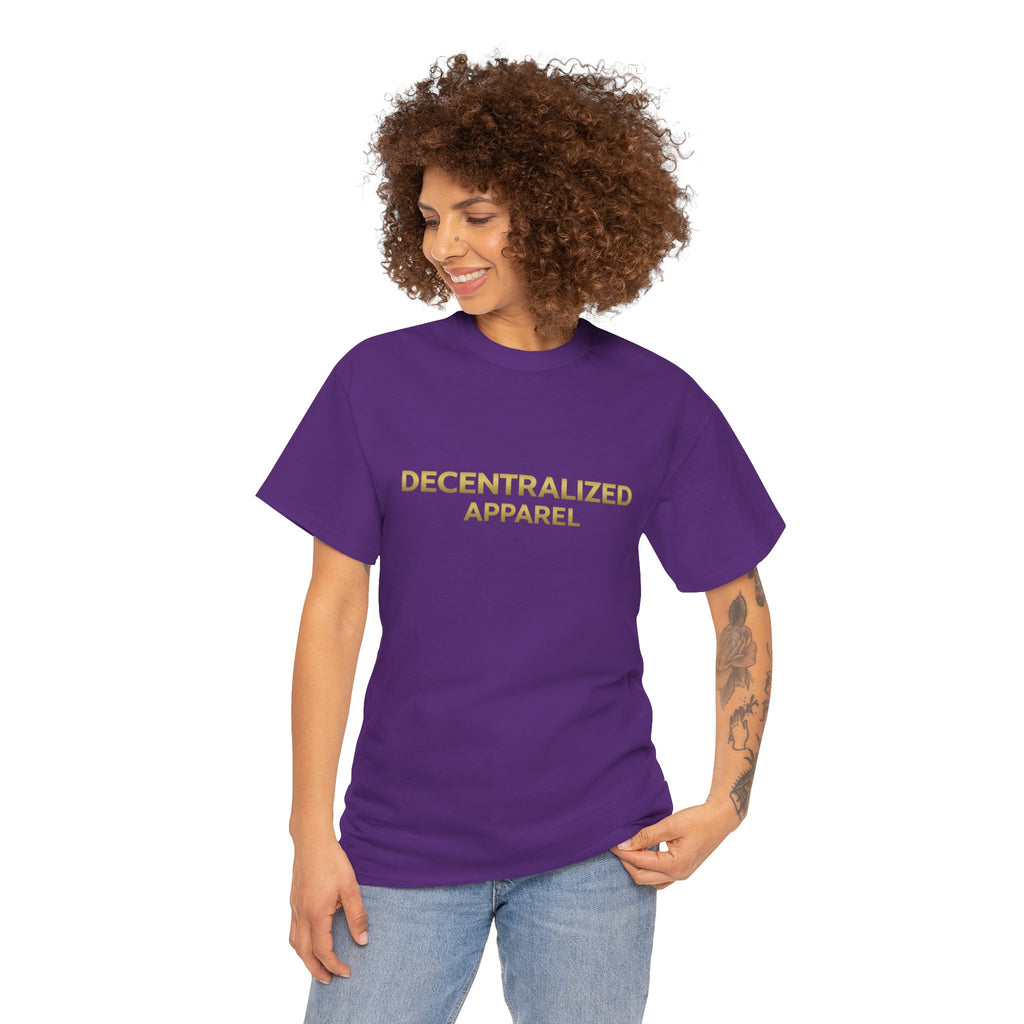 Decentralized Apparel T‑Shirt — Minimal Gold Logo Tee